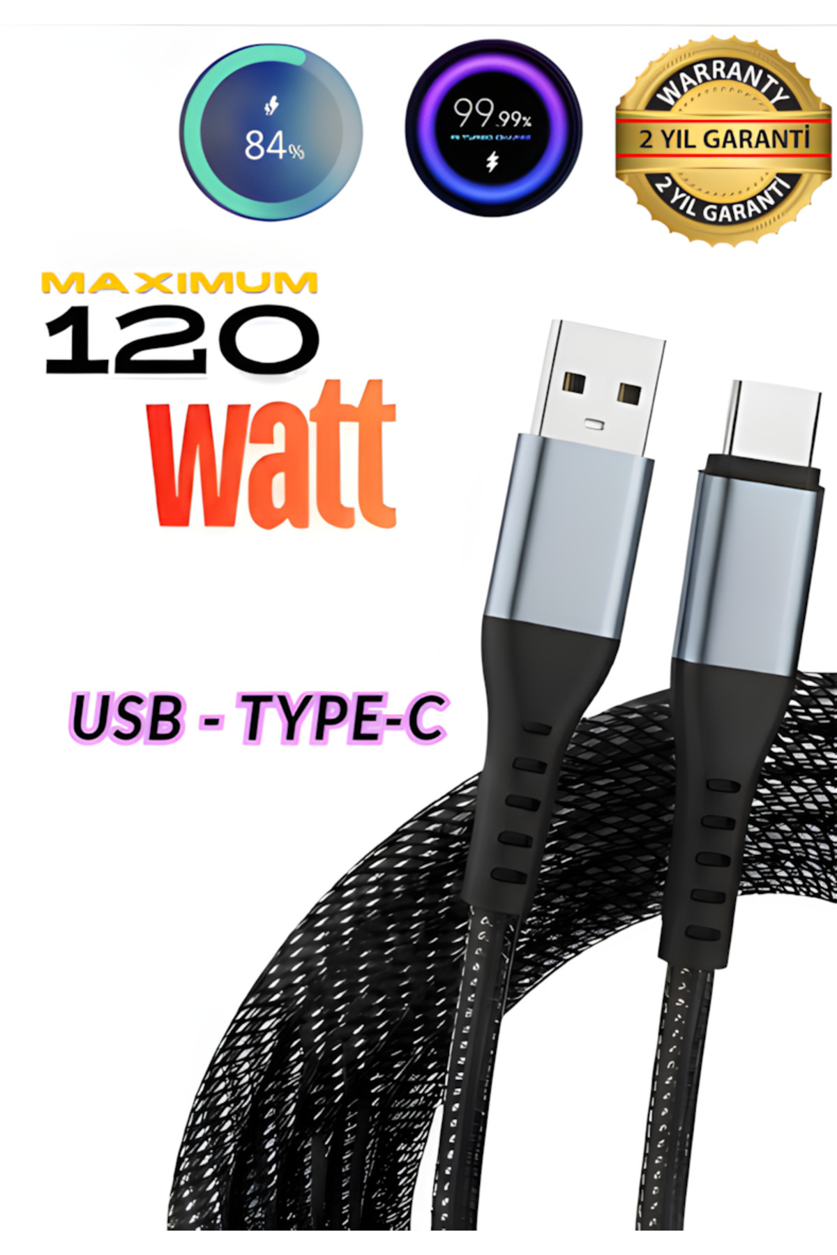 SURTECH Type C Hızlı Şarj Kablosu | Xiaomi Samsung 120 Watt Güç Süper Hızlı Şarj Kablosu 1 Metre 480 Mbps