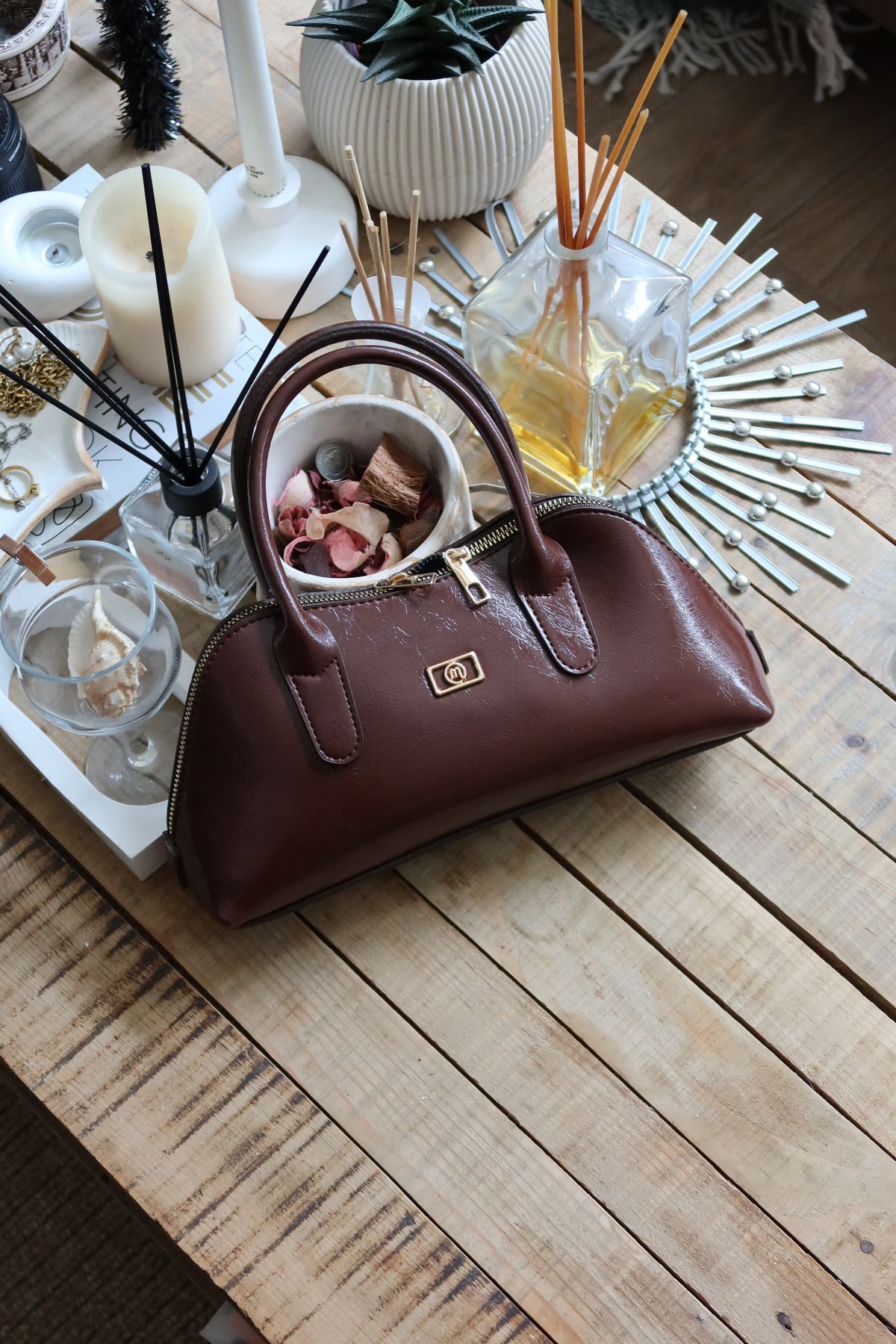Women's Hot Coffee Shoulder Bag with Handle Strap