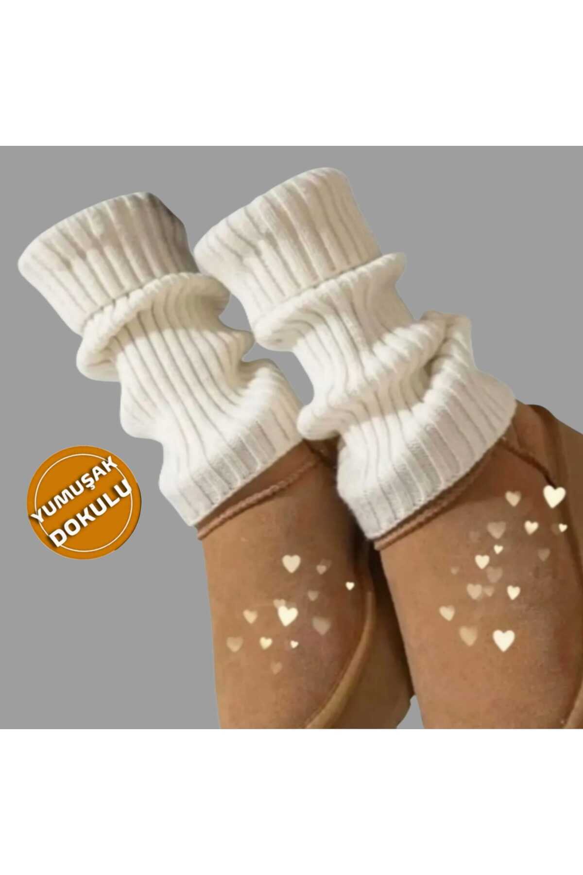 MyHubi %100 Akrilik Premium Triko Örgü Leg Warmer Ayak Isıtıcı Tozluk