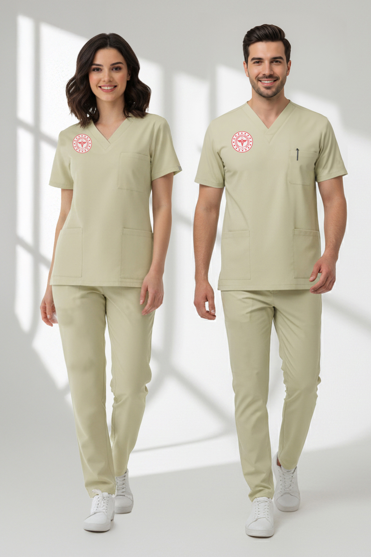 ÇİZGİ MEDİKAL Teknisyen-Tekniker -Tıbbi Sekreter Forması Scrubs Likralı Takım Sağlık Bakanlığı Uyumlu-Moth