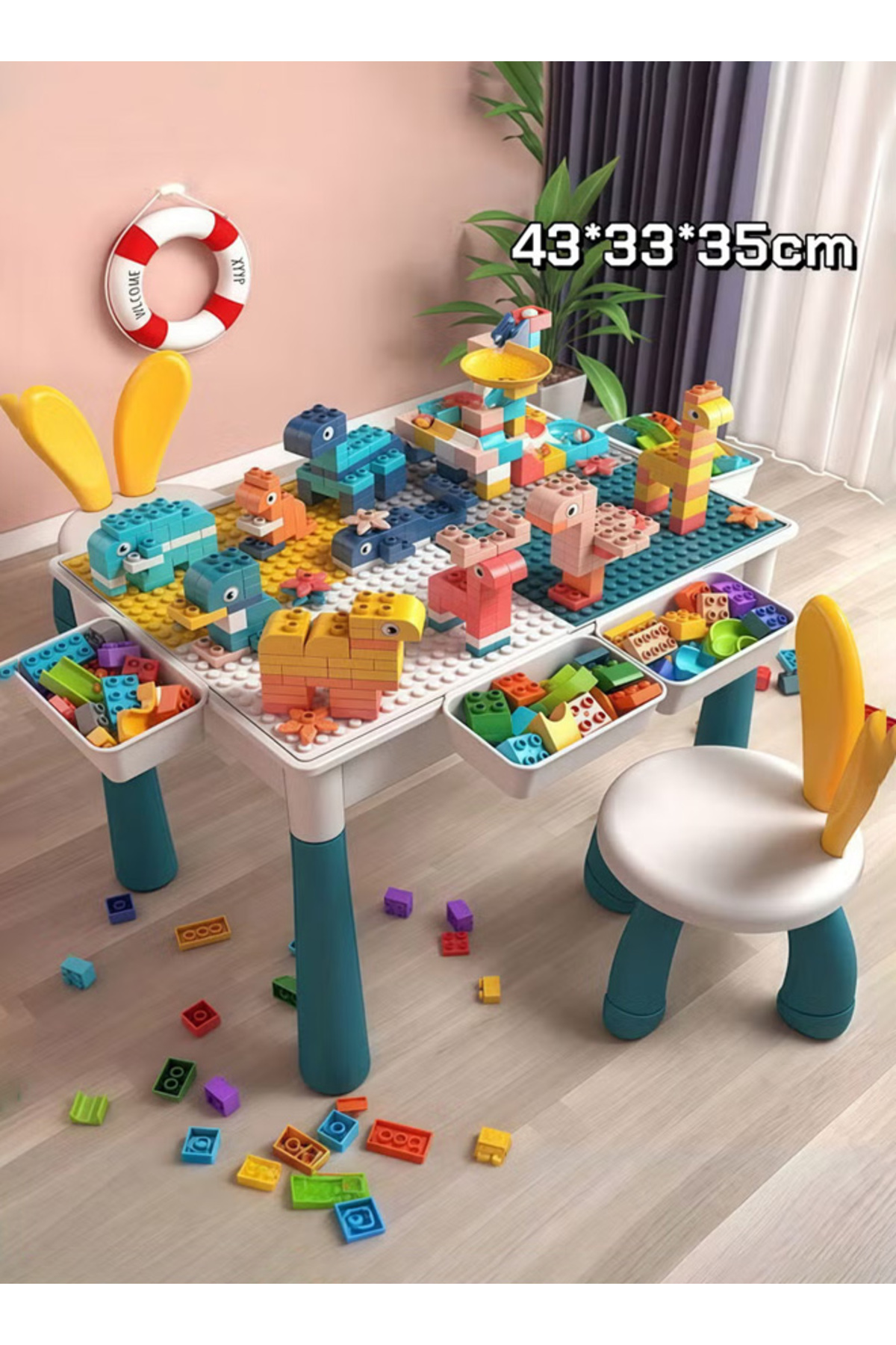 مجموعة طاولة أنشطة متعددة الوظائف 5 في 1 للأطفال،...