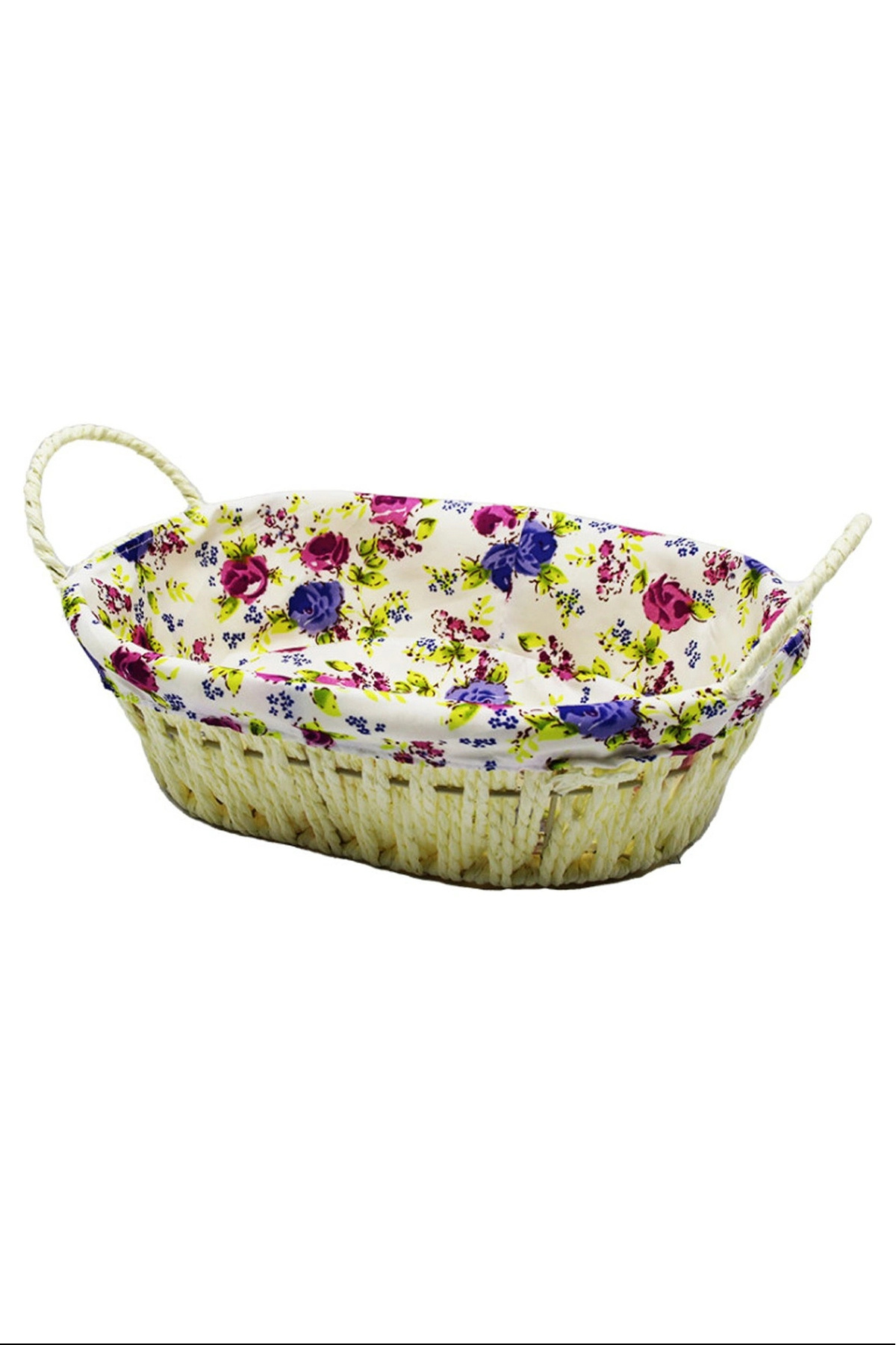 Royaleks Group Renkli Bezli Oval Hasır Ekmek Sepeti Royaleks-8821