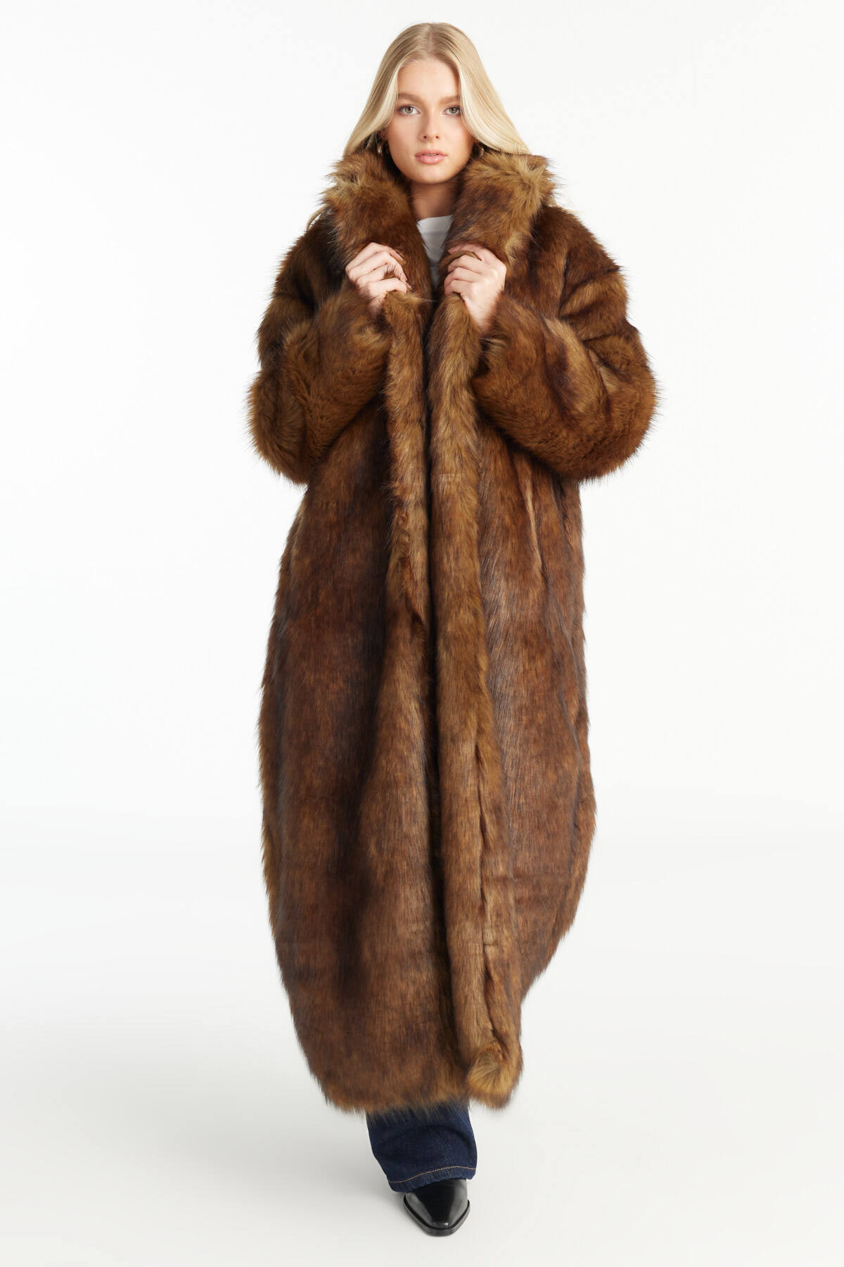 Ted Baker  KAHVERENGİ SUNİ KÜRK UZUN PALTO - Görsel 2