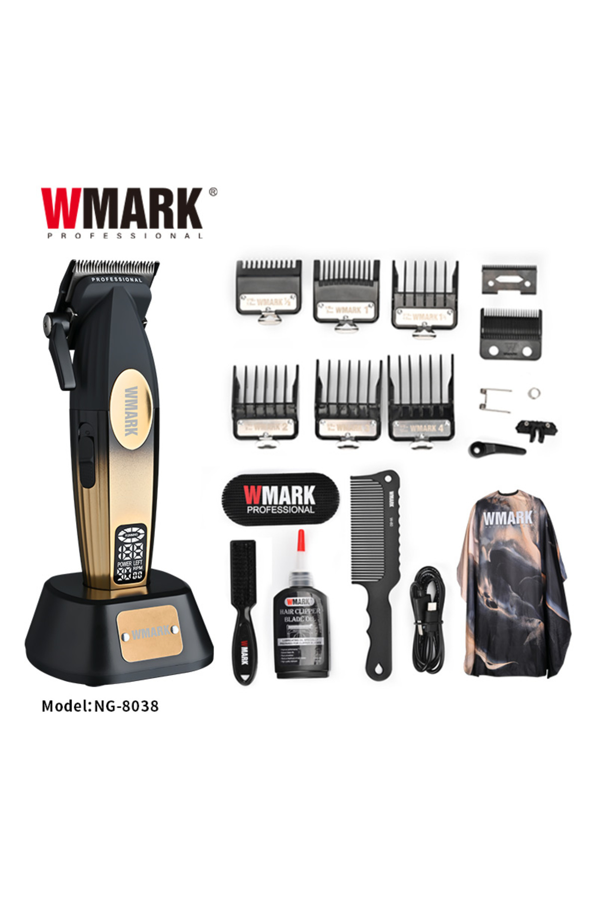 Wmark High Speed Hair Clipper (Gold, şarj standlı) Saç Ve Sakal