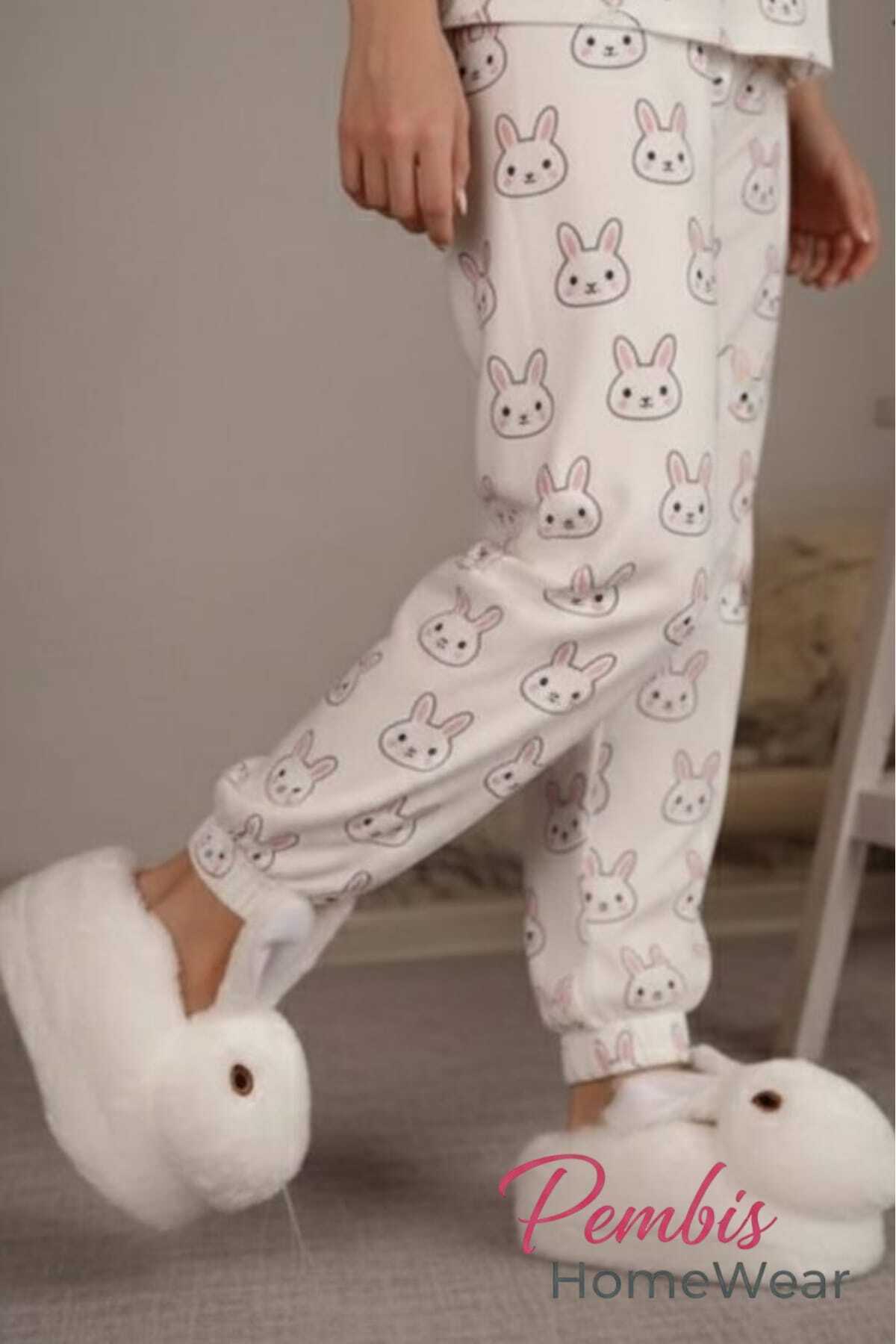 PEMBİŞ HOMEWEAR Kadın Beyaz Panduf Terlik görsel 2