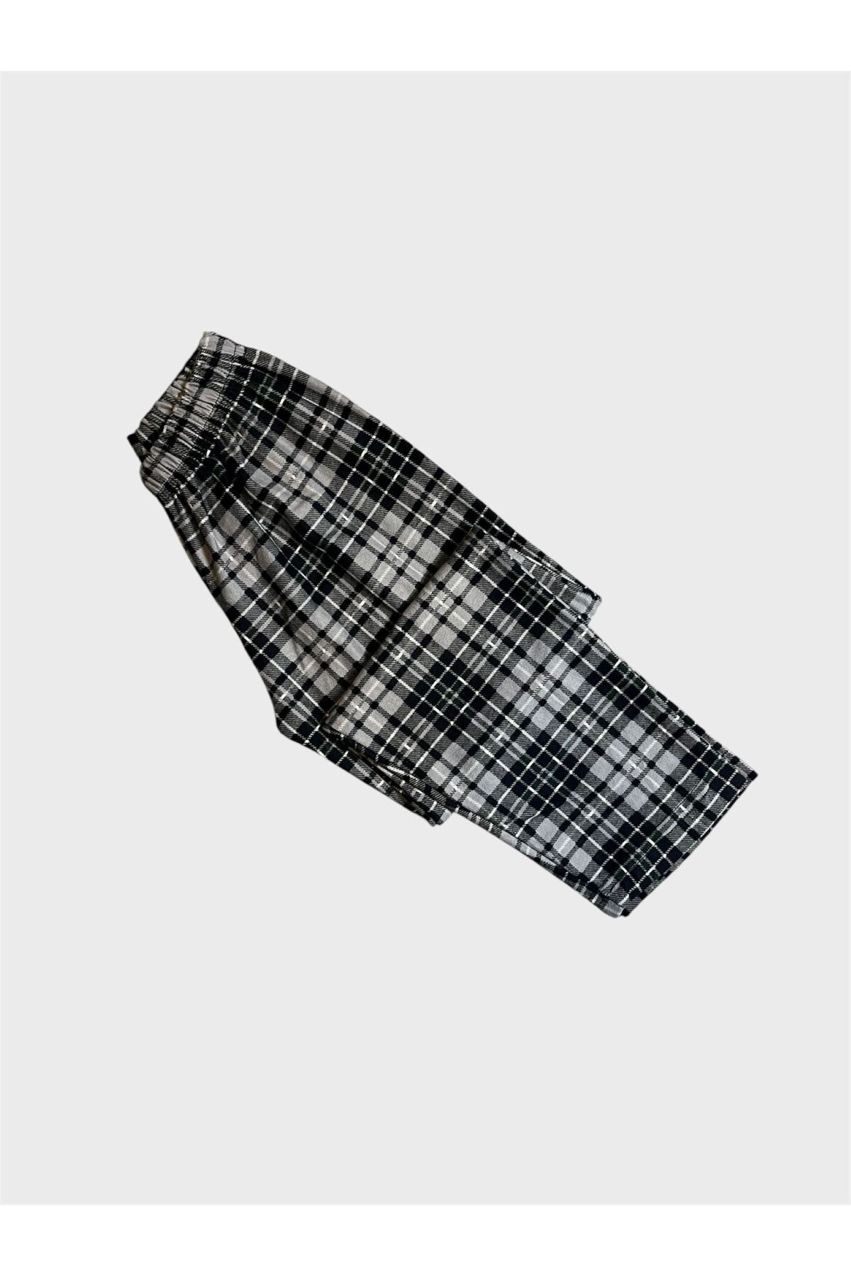 Genel Markalar Erkek Çocuk Pamuklu Süet Kumaş Gri Ekose Desenli Uzun Kollu Gömlek Yaka Düğmeli Pijama Takımı fotoğrafı 6 (önizleme)