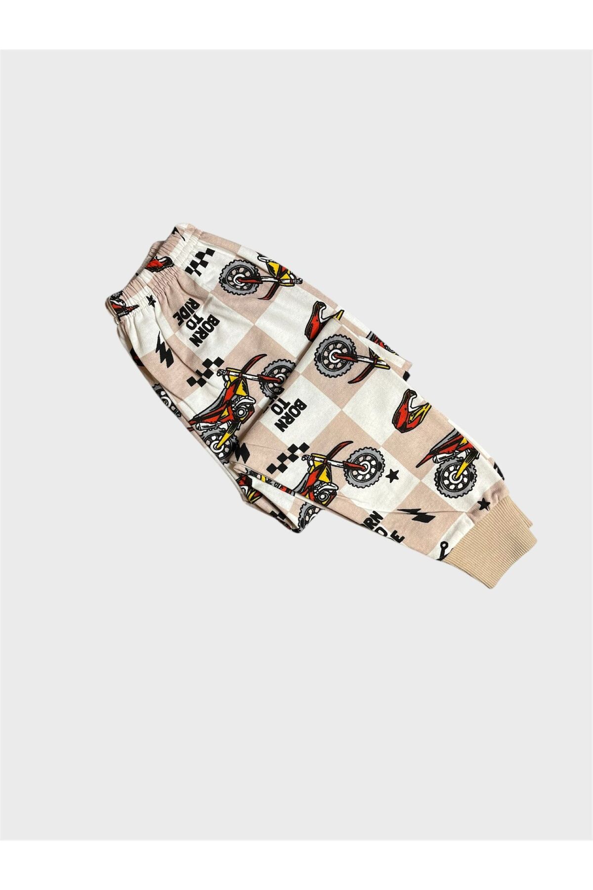 ALİŞ KİDS Erkek Çocuk Pamuklu Şardonlu Bej Rengi Motor Desenli Uzun Kollu Kışlık Pijama Takımı fotoğrafı 5 (önizleme)