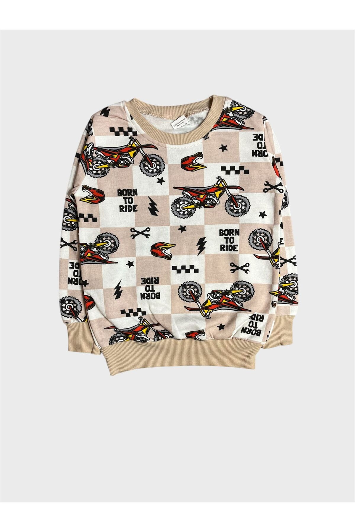 ALİŞ KİDS Erkek Çocuk Pamuklu Şardonlu Bej Rengi Motor Desenli Uzun Kollu Kışlık Pijama Takımı fotoğrafı 4 (önizleme)