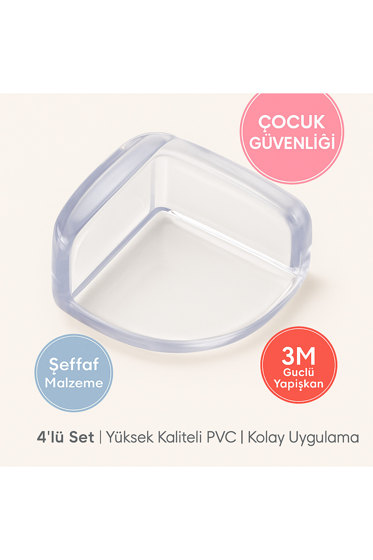 DİYA3 8 li Yapışkanlı Şeffaf Çocuk Kenar Köşe Koruma Kenar ve Köşe Güvenliği fotoğrafı 3 (önizleme)