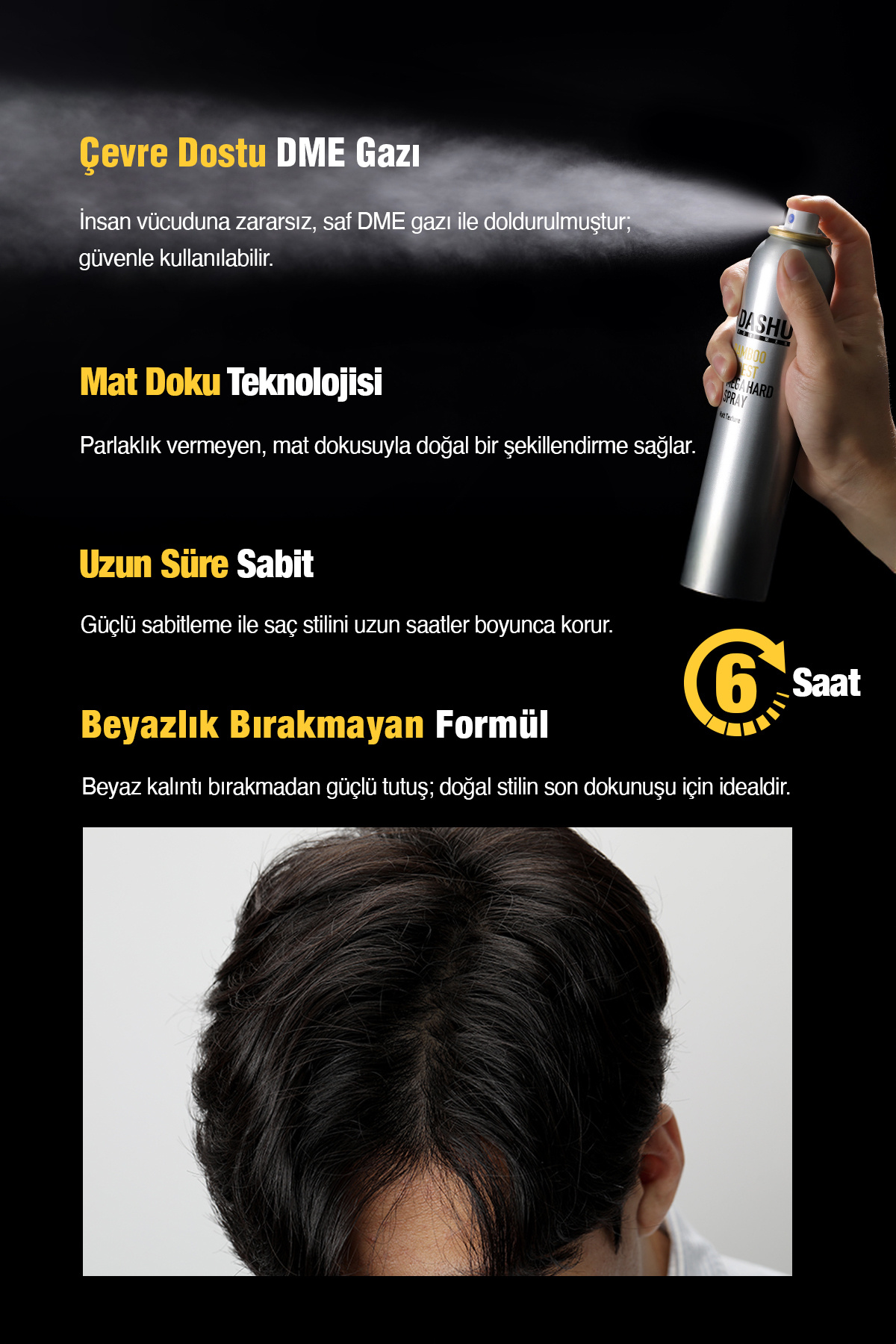 Mat Bitişli Hacim Sunan Ultra Güçlü Saç Sabitleyici Sprey ForMen Bamboo Forest Mega Hard Spray — 8735 — تصویر 4 از 9