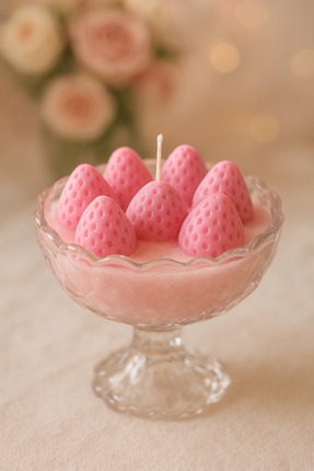 Butik Çilekli Pasta Mum