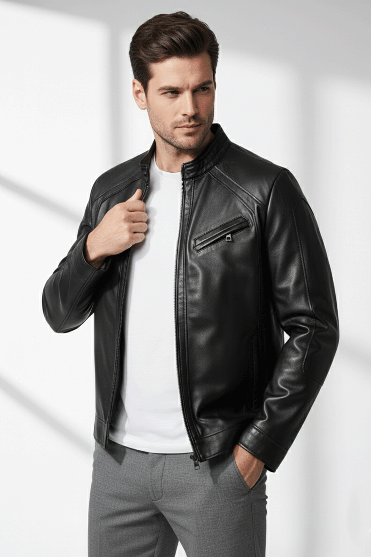 Deriderim  Arlon Siyah Hakiki Deri Erkek Mont - Görsel 2