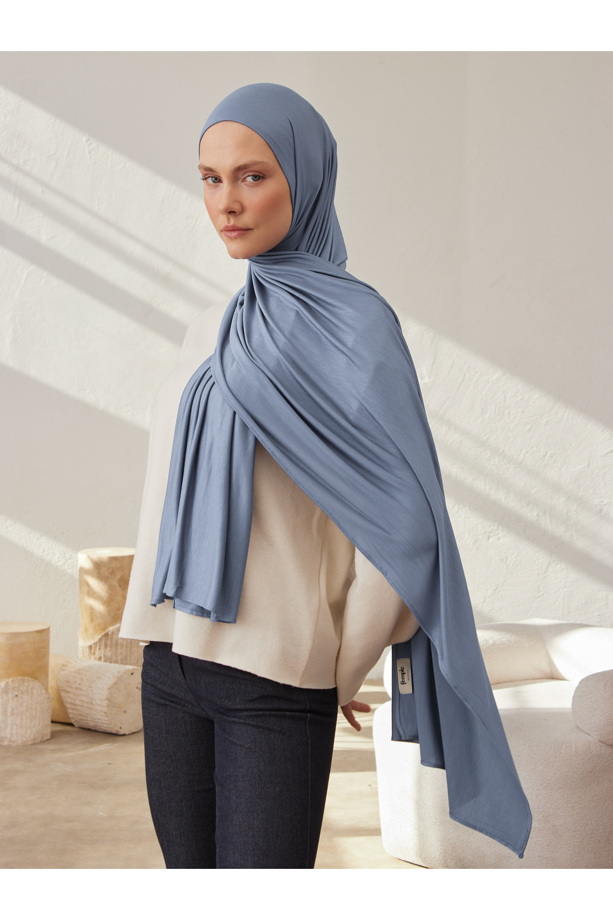 Premium Jersey Shawl | Color: Light Denim | Hijab