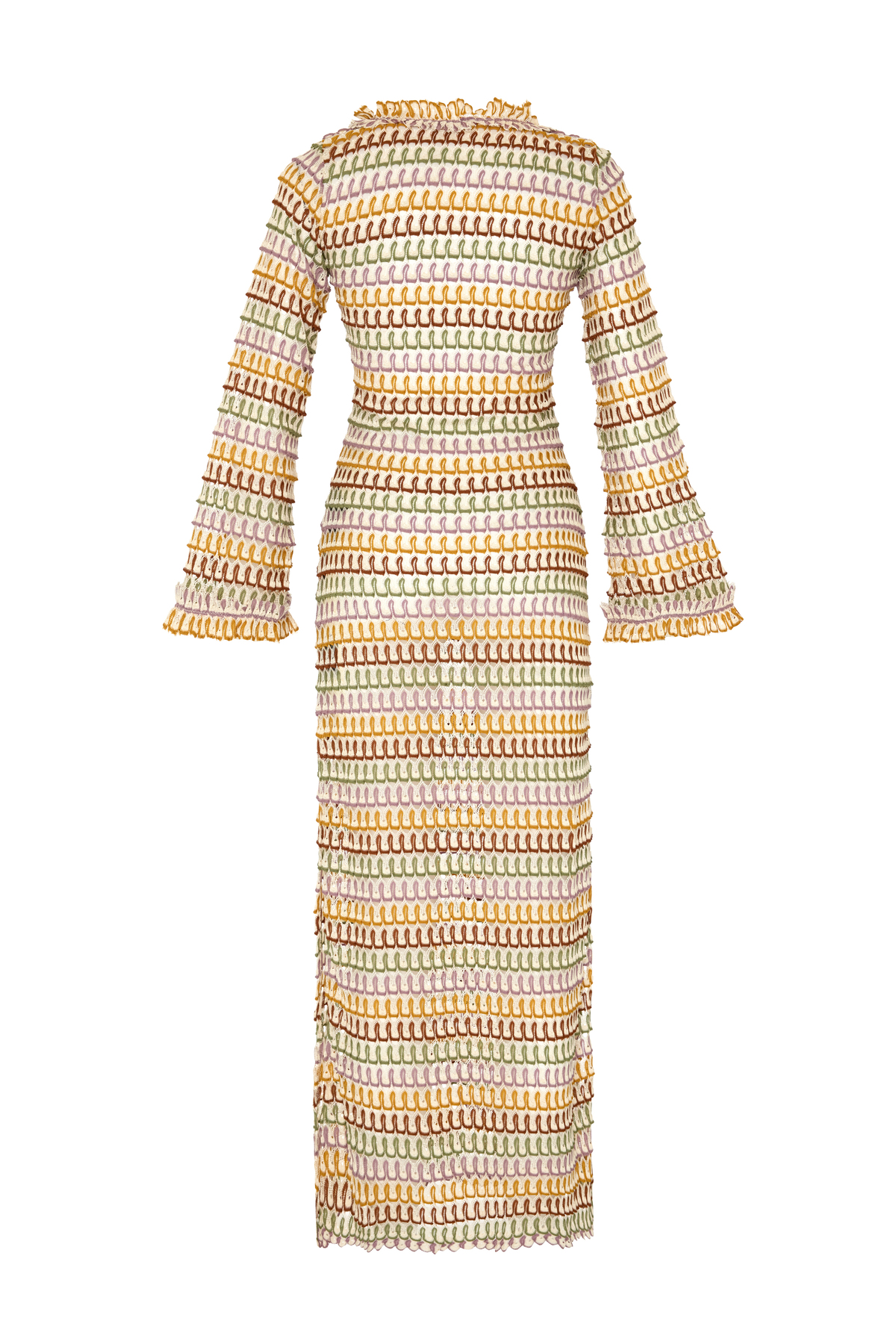 Aquella  Fırfırlı Triko uzun Elbise - Görsel 2