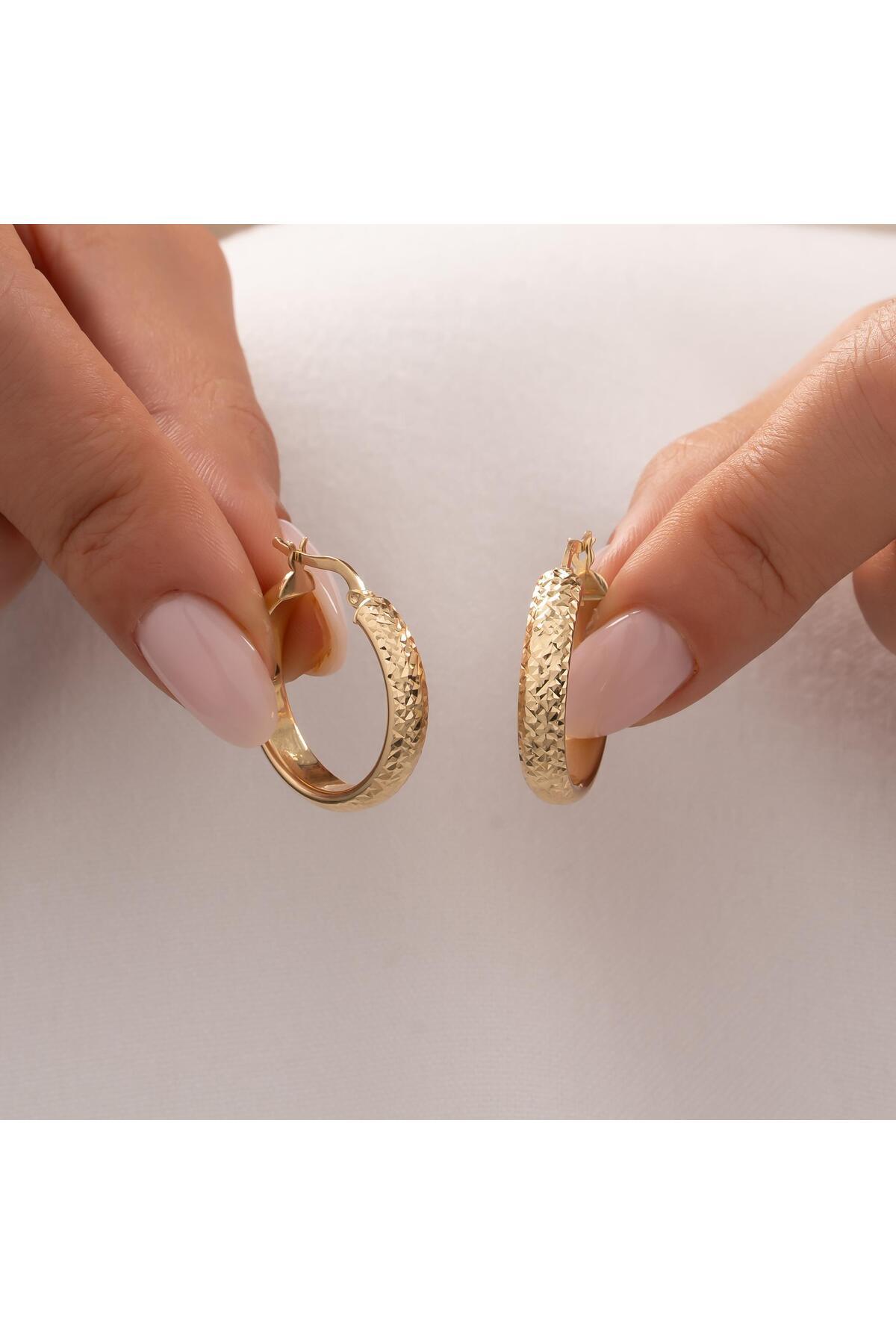 hakan mücevherat Desenli 14 Ayar Altın Küpe