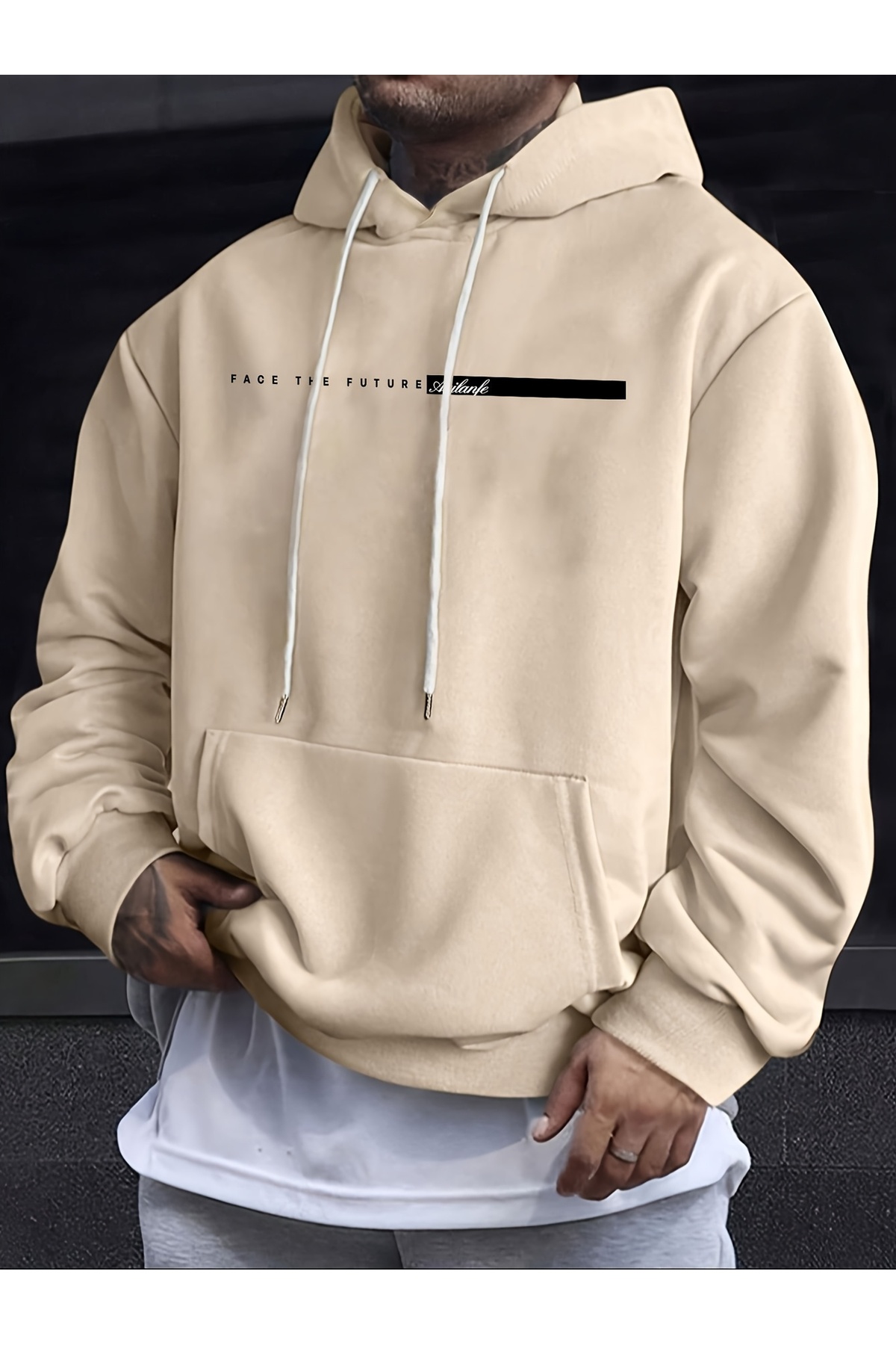 هودي سويت شيرت كبير الحجم للجنسين 'Face The Future'