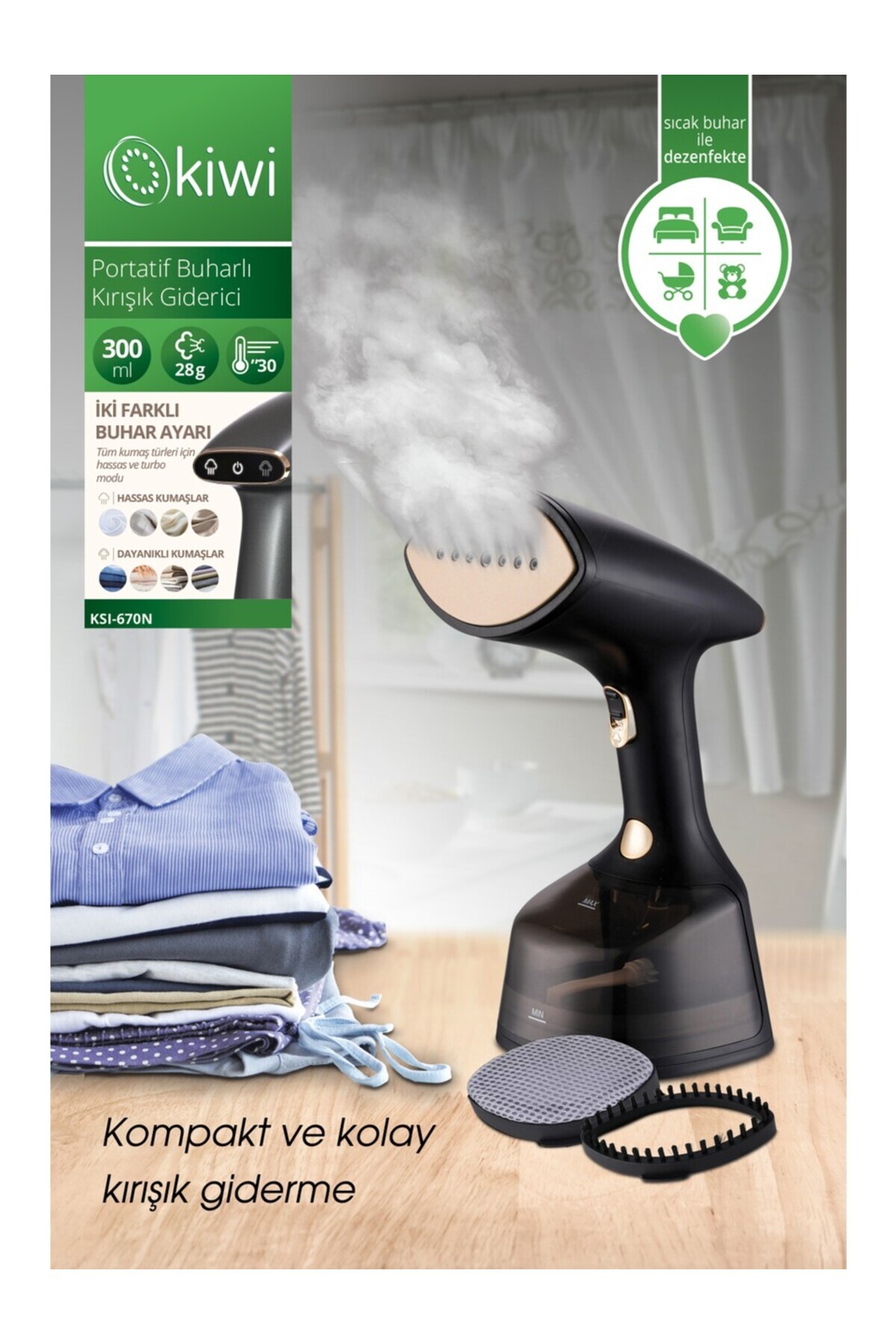 Kiwi kivi Ksı-670N 1800W Portatif Buharlı - Paslanmaz Çelik Buhar Çıkışı