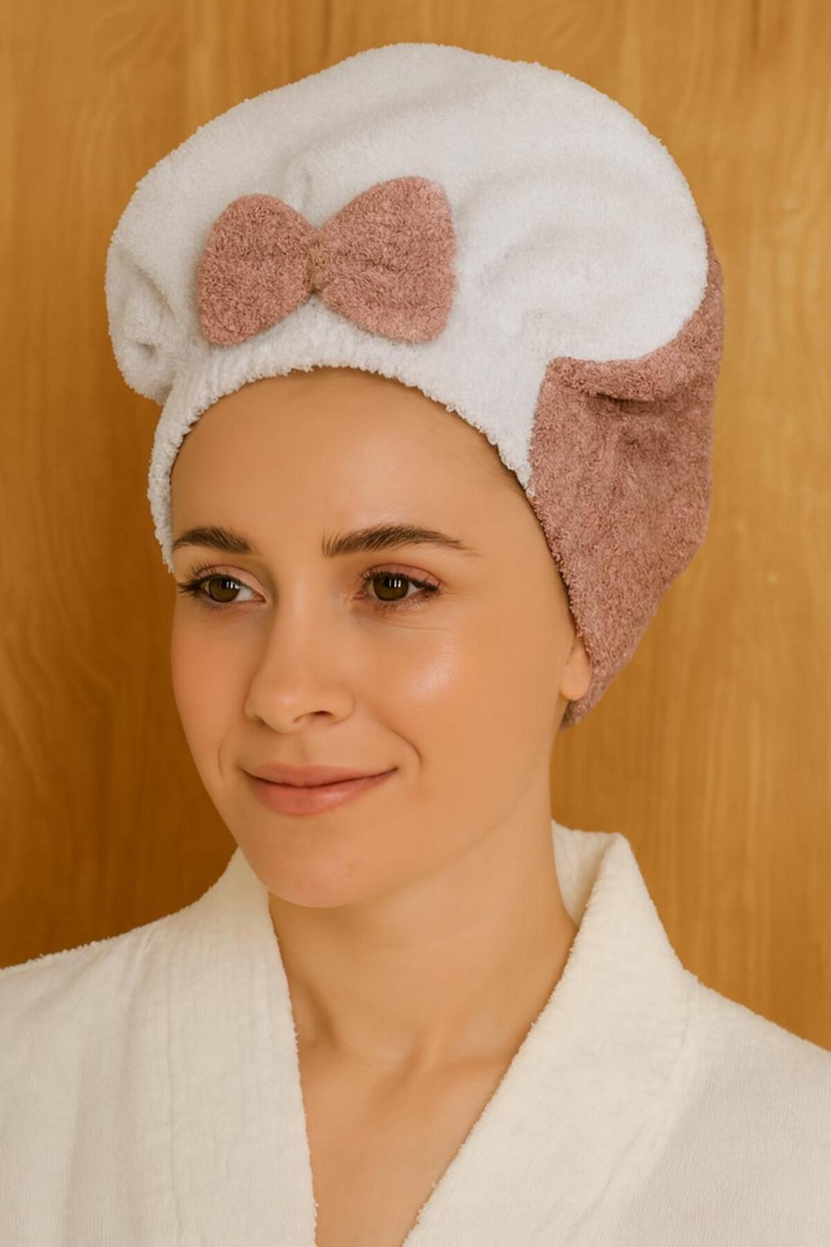 alinastore Havlu Saç Kurulama Bonesi Pembe