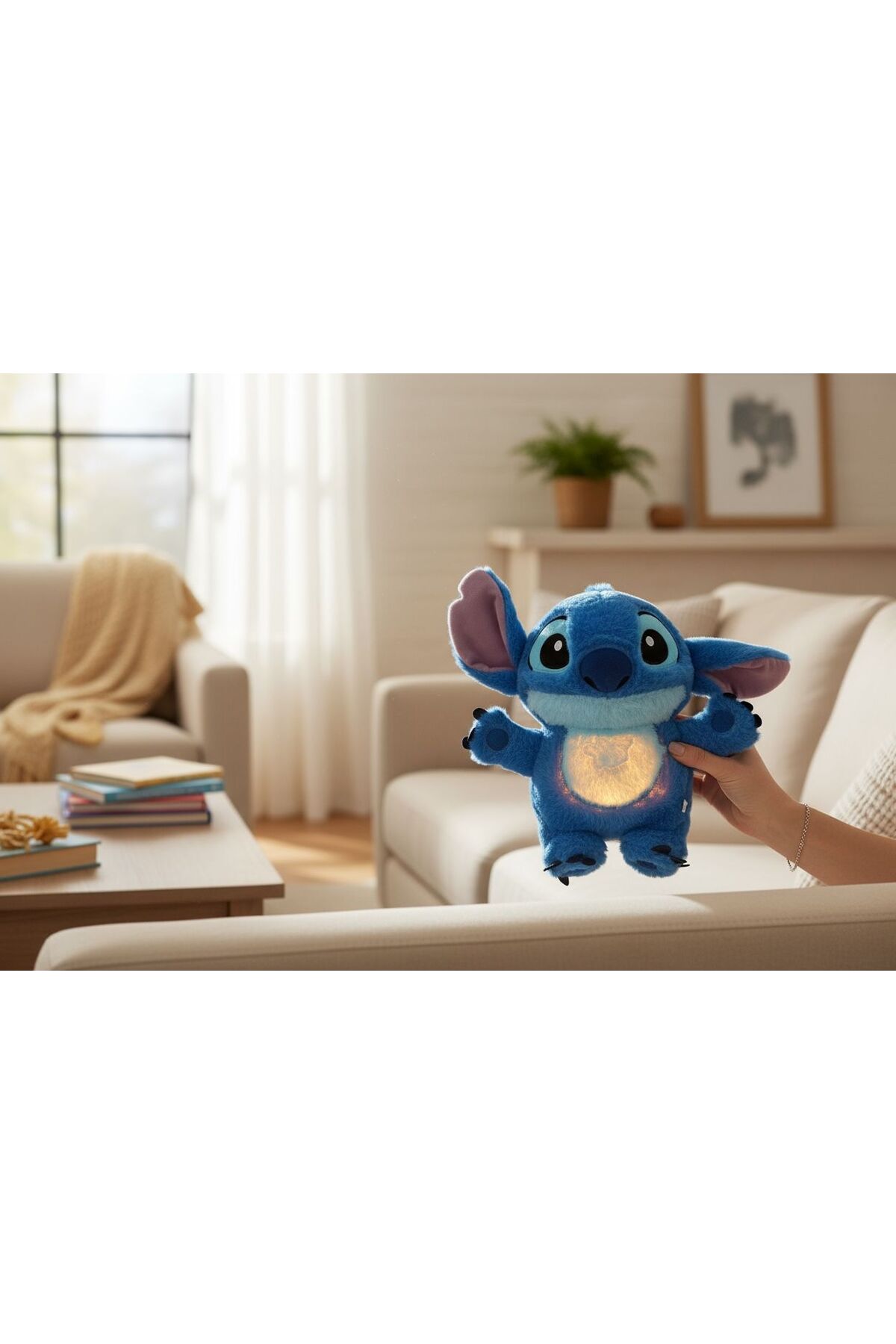 onestophube Stitch Nefes Alan Peluş Premium Kumaşlı 3 Fonksiyonel Işıklı & Müzikli Hareket Eden Kulaklar 30 Cm fotoğrafı 3 (önizleme)
