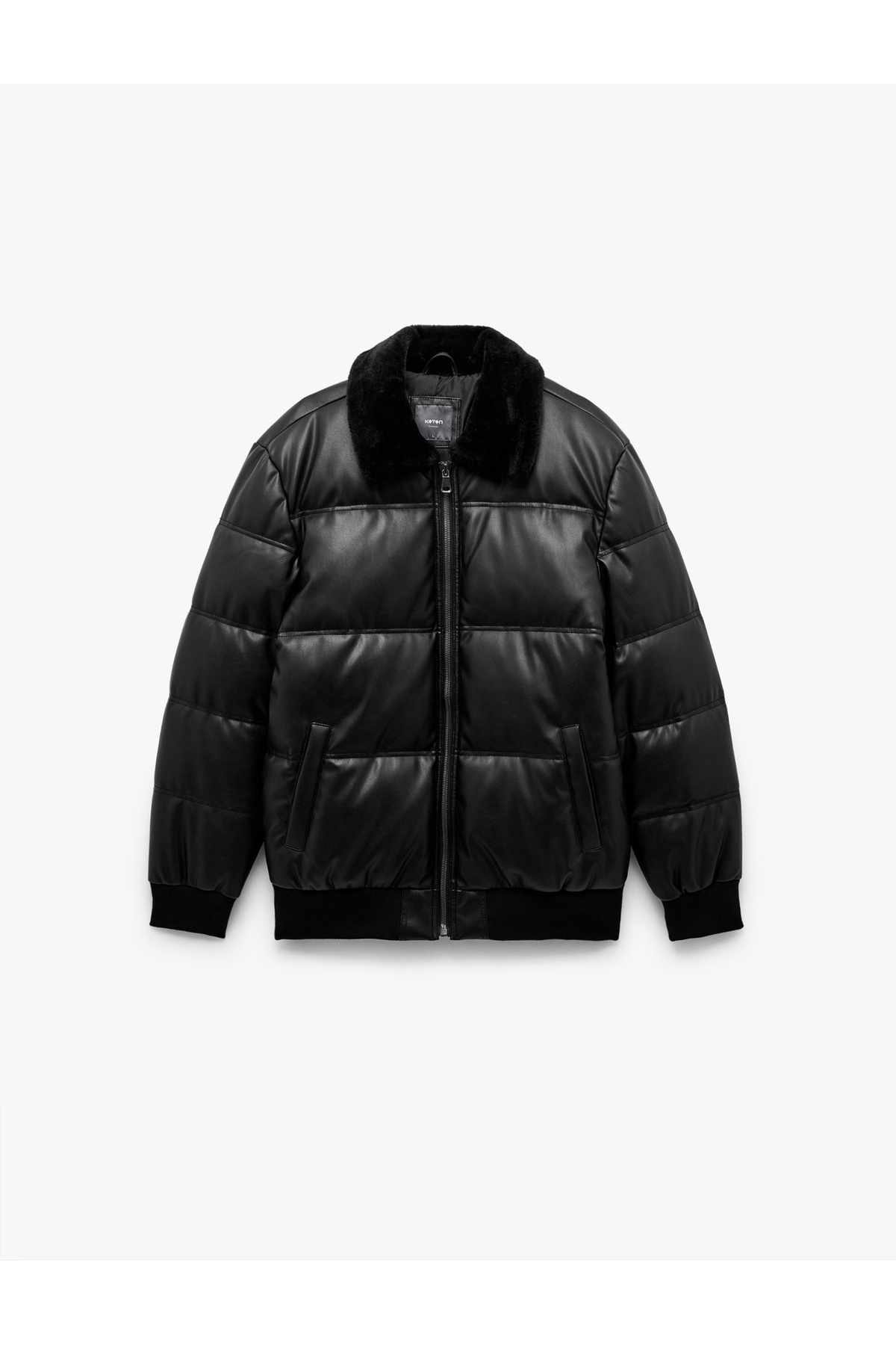 Koton Cep Detaylı Peluş Yaka Fermuarlı Kışlık Şişme Mont