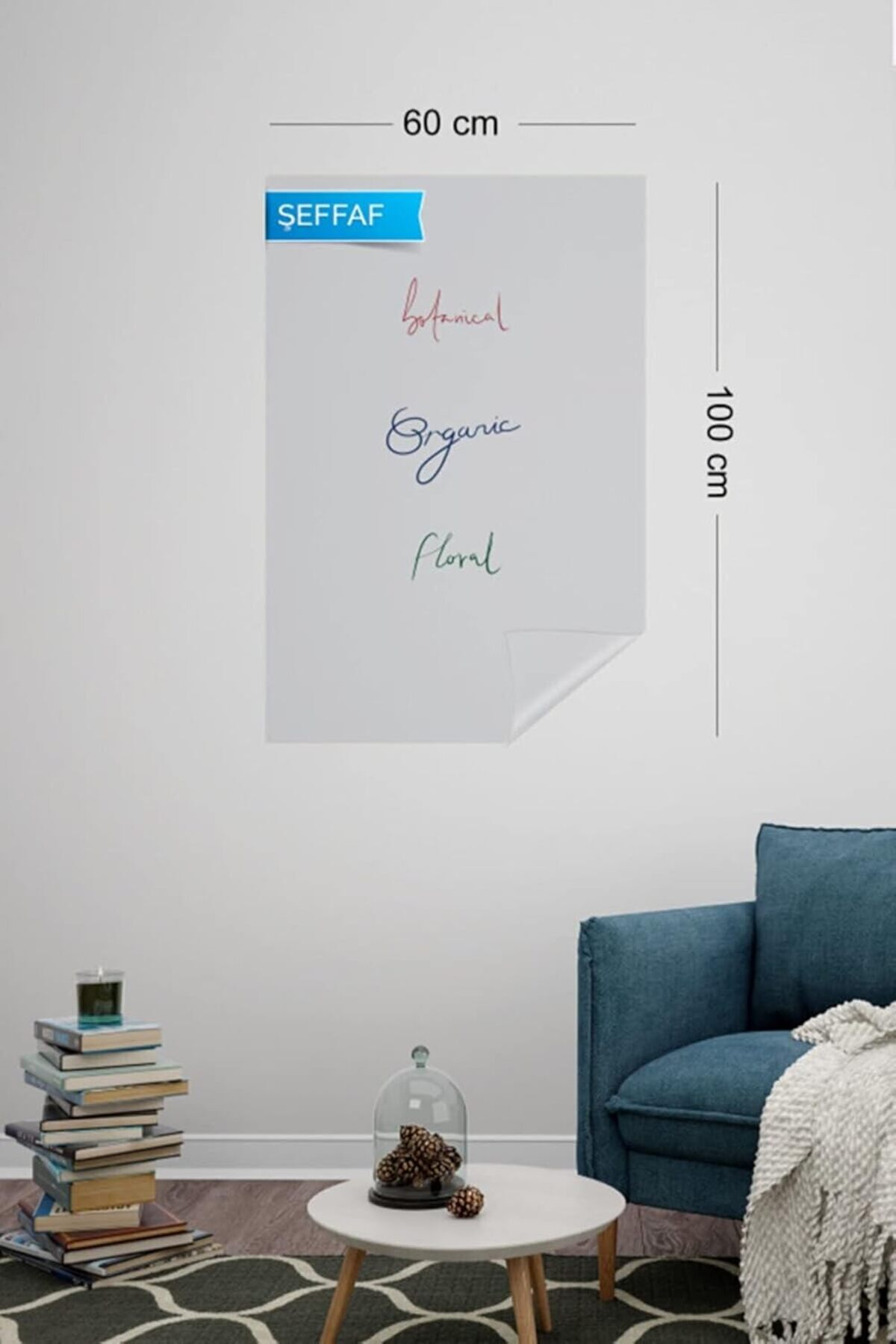 Yıldızan Tanıtım Şeffaf, 2 Adet Yapışkansız Tutunan, Statik, Inovatif, Pratik Yazı Tahtası, Elektrostatik Kağ