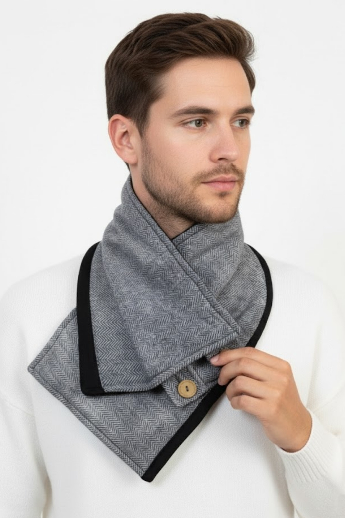 Wiforte Yumuşak Dokulu İçi Polar Dışı Kaşe Erkek Omuz ve Boyun Atkısı – Sıcak Tutan Kullanışlı Kışlık Atkı