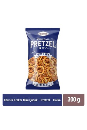 Crackfers Pretzel Tuzlu Mix Maxi Boy Kraker Kısa Çubuk - Fiyonk - Halka 300 gr