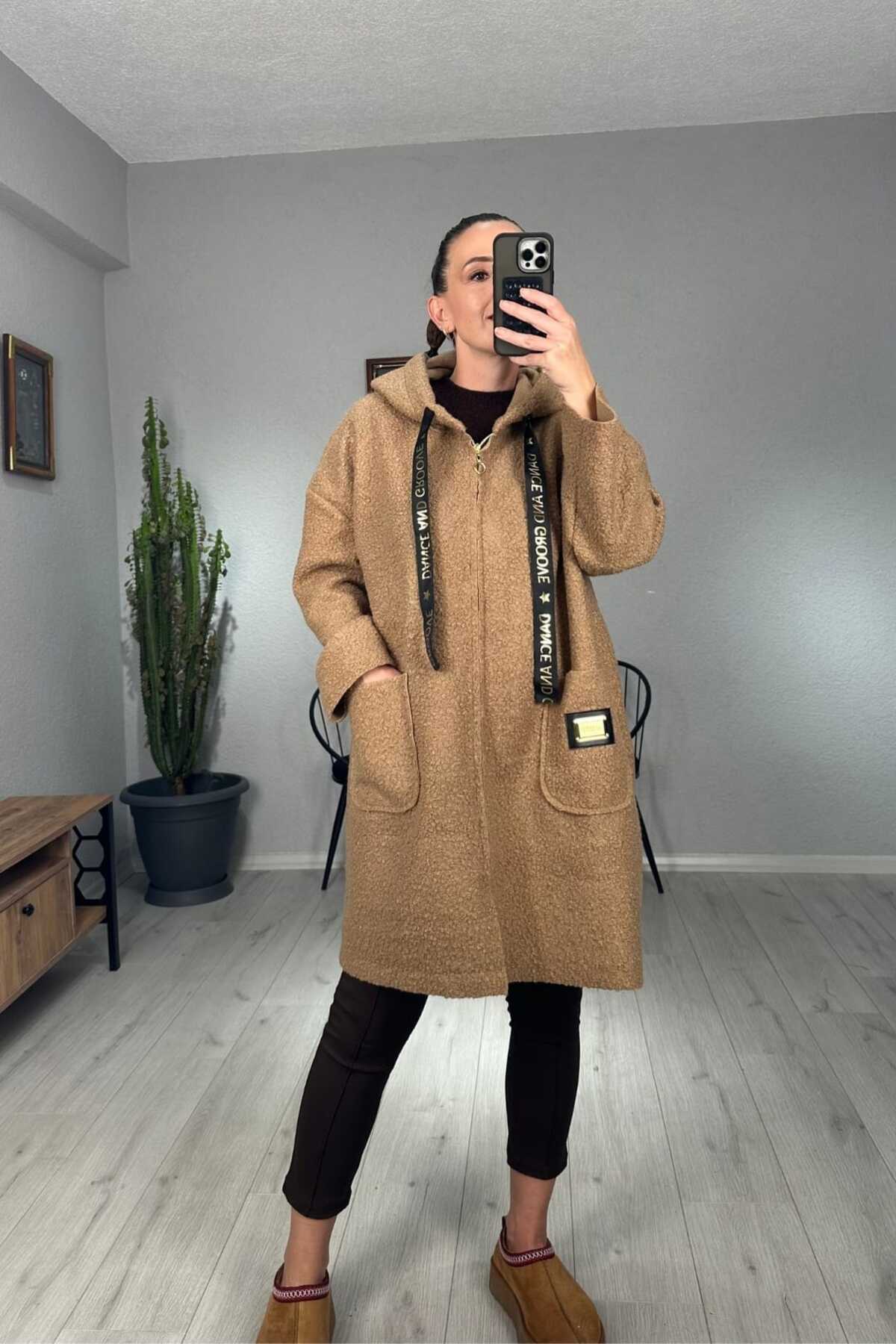 lady special  ZRA Buklet Uzun Fermuarlı Kaban - Görsel 2