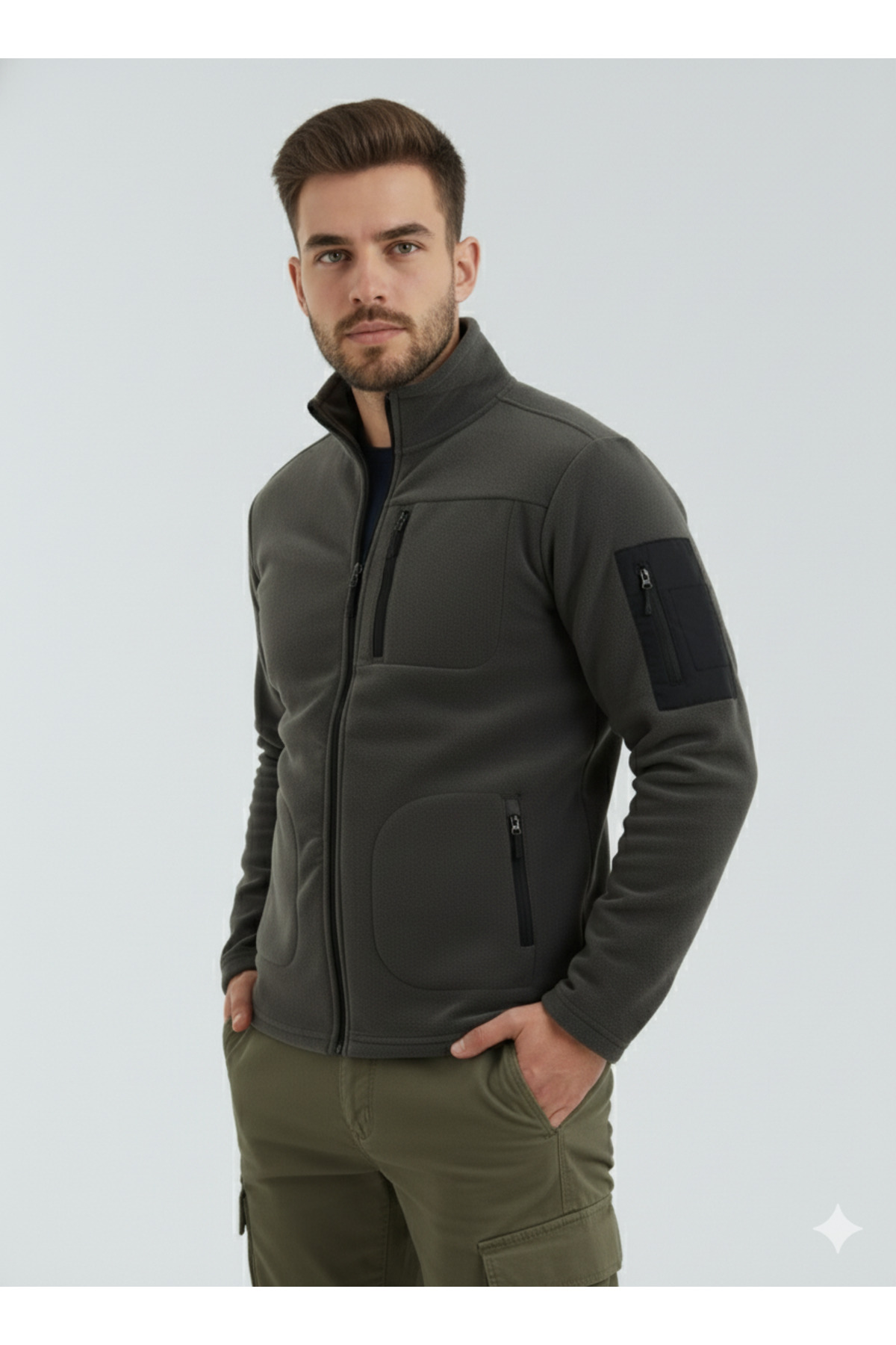 OXVİN  Anti Peeling Softshell Basic Polar Ceket Fleto 4 Cepli Tam Fermuarlı (Tüylenme Yapmaz) - Görsel 2