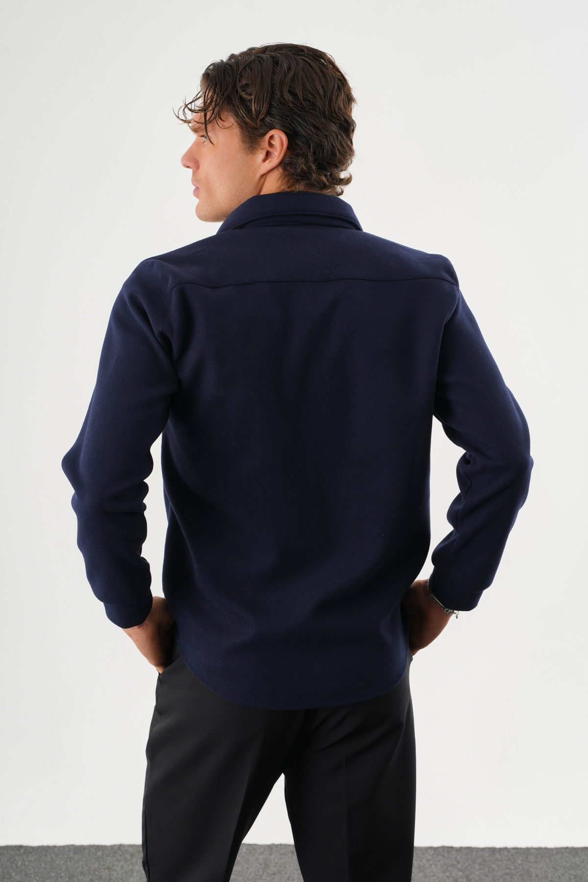 FELT Erkek Oversize Kaşe Gömlek Lacivert — 7