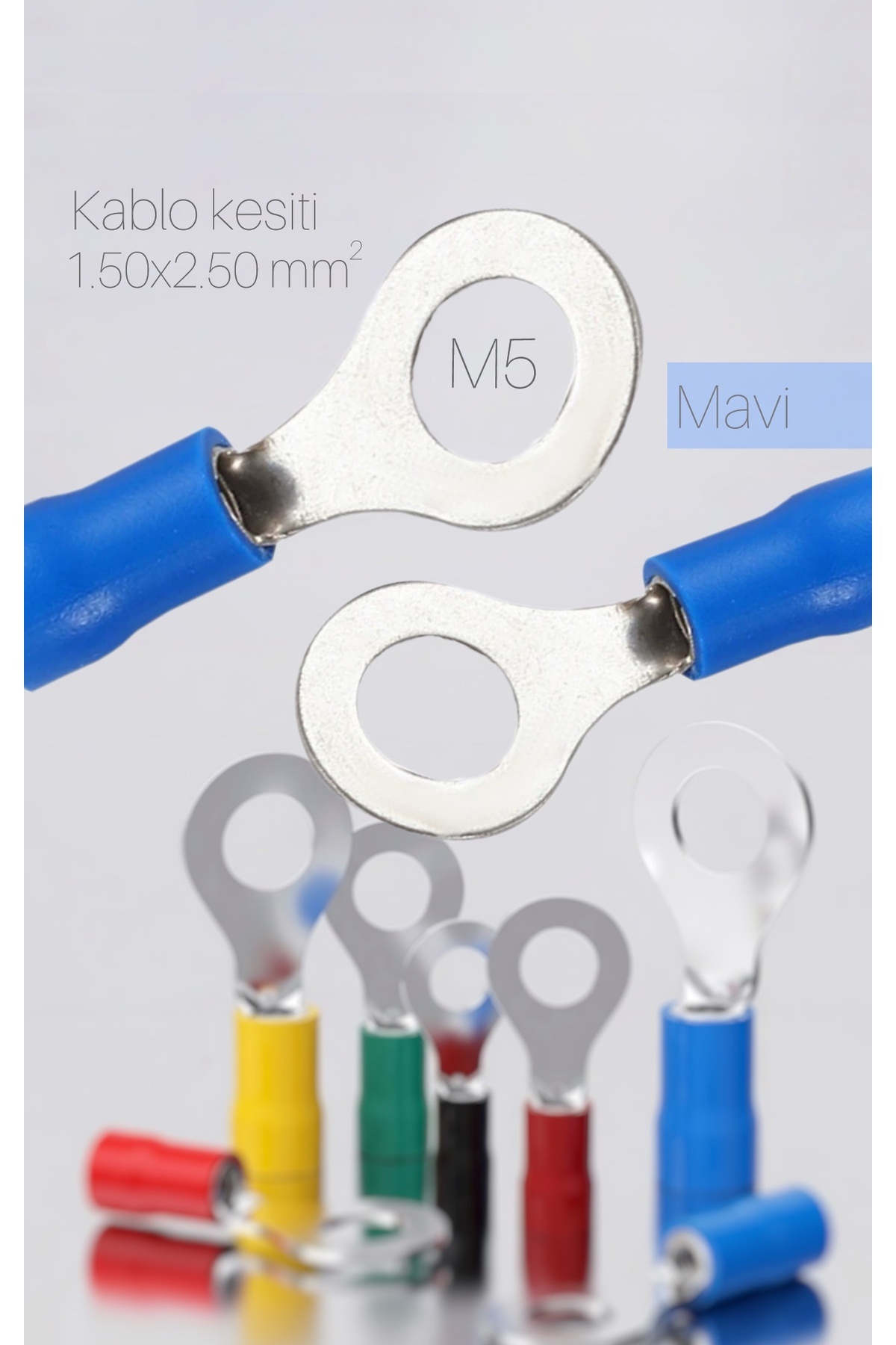 Nexo 1,50x2,5mm2 M5 İzoleli Yuvarlak Kablo Pabucu (100 Adet)