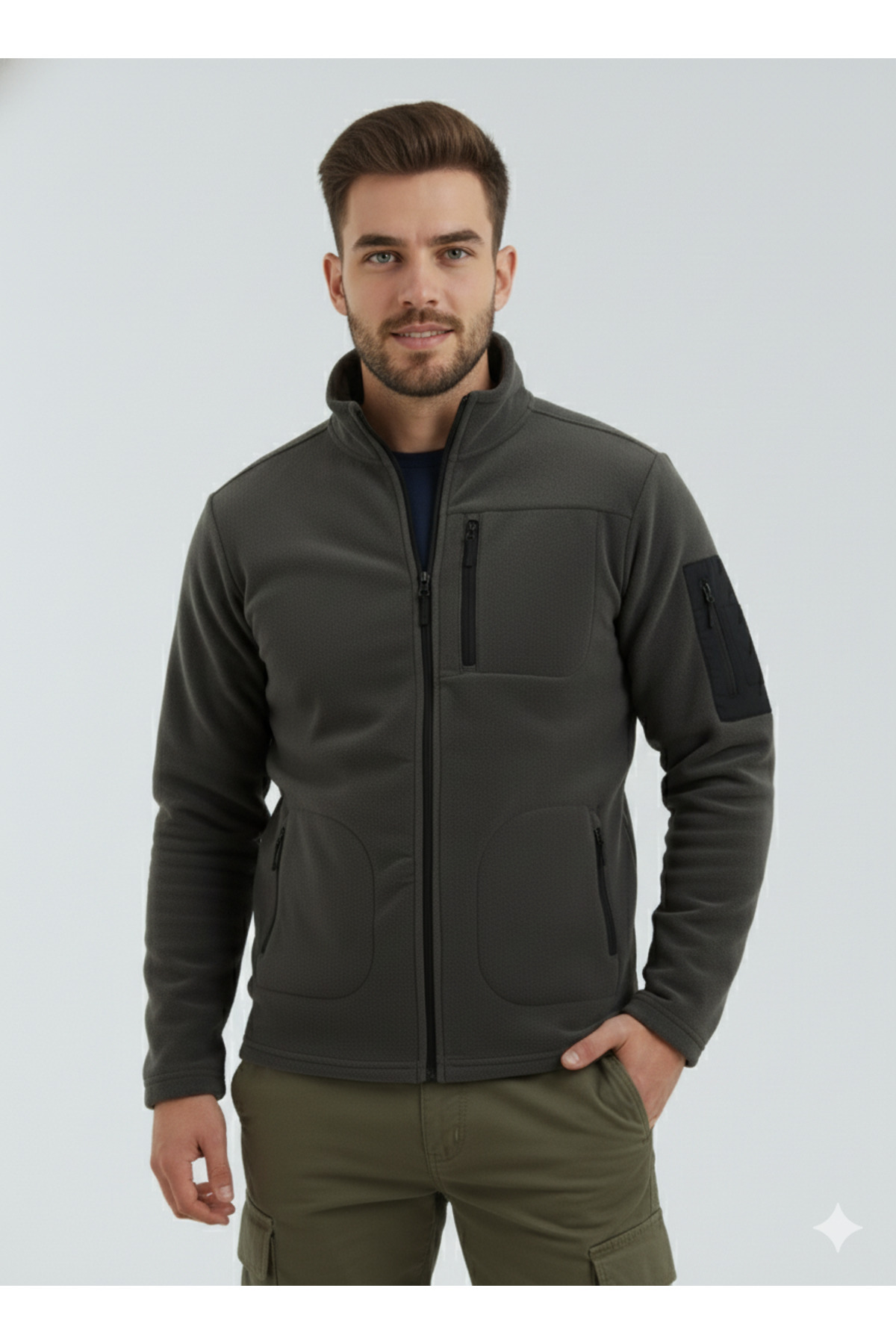 OXVİN  Anti Peeling Softshell Basic Polar Ceket Fleto 4 Cepli Tam Fermuarlı (Tüylenme Yapmaz) - Görsel 7