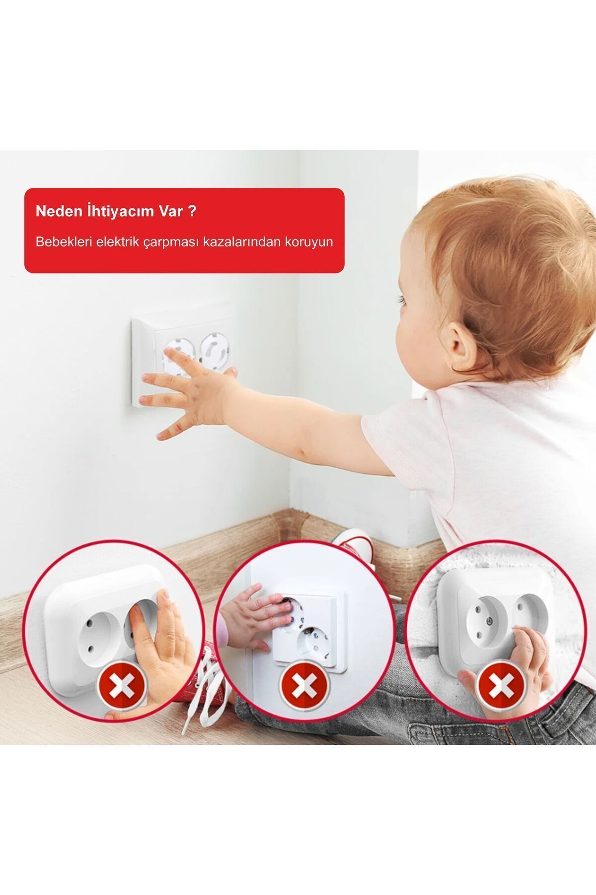 HB LİFE 4 Adet Priz Kapağı | Bebek Çocuk Güvenlik Koruma Kilitli Priz Kapatıcı Seti | Elektrik Önleyici fotoğrafı 2 (önizleme)