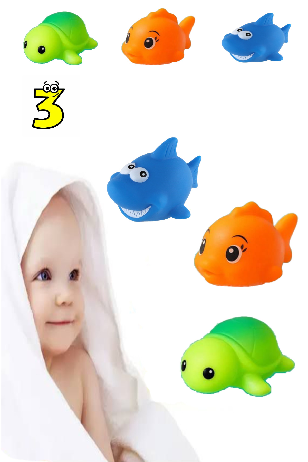 Baby Bath Toy Floating Fish Turtle Whale Kids Toy 7 Cm