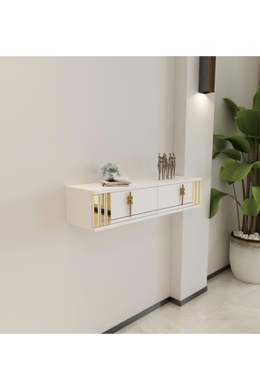 morepp Skyp 90 cm Duvara Monte Dresuar Beyaz - Altın