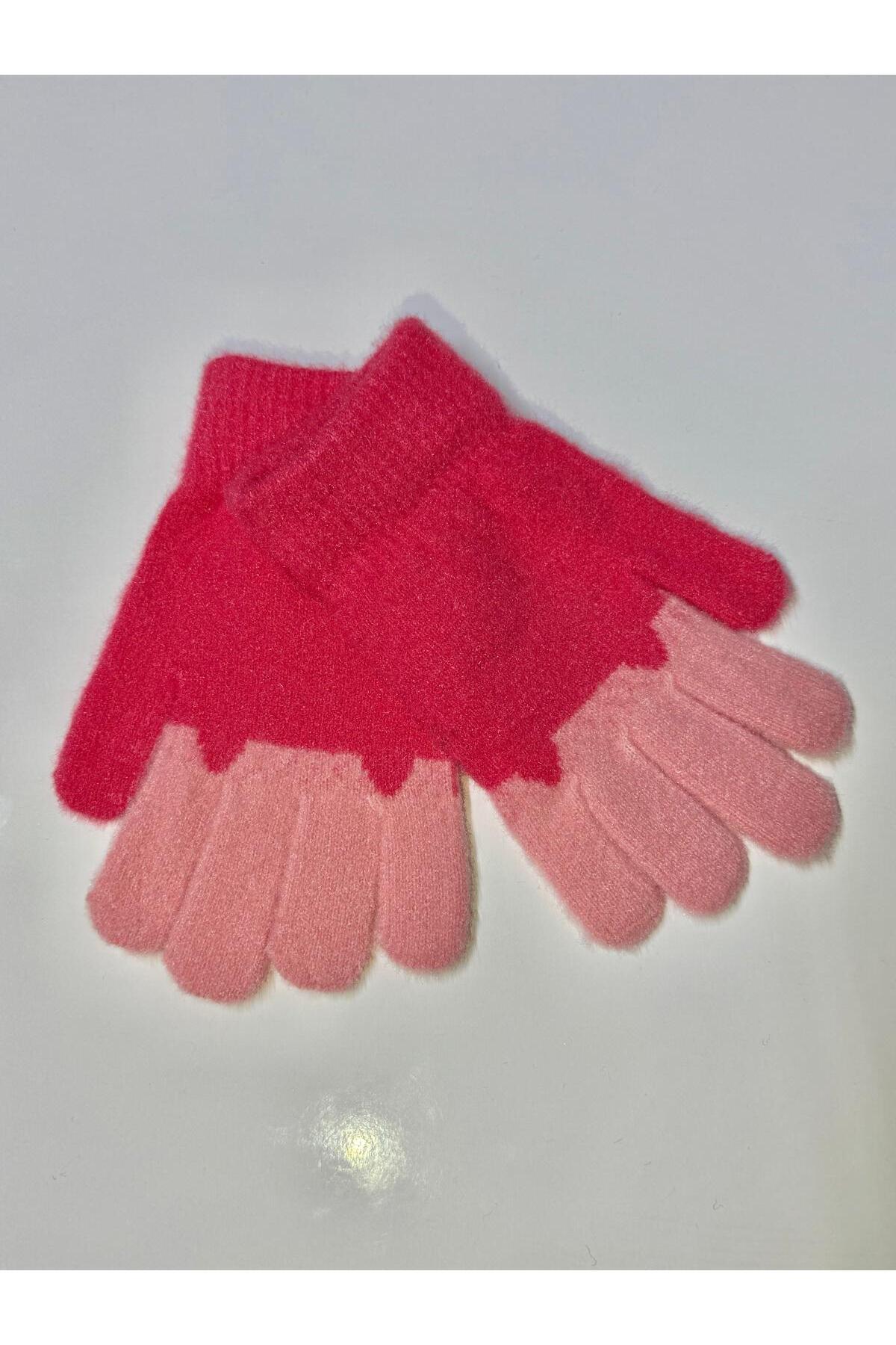 JHTshop kız çocuk Örme Jakarlı Sıcak Beş Parmak Eldiven Sevimli kucaklama Ayı nakışlı 4-8 yaş fotoğrafı 3 (önizleme)
