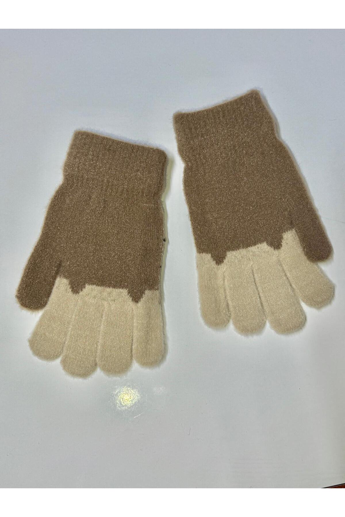 JHTshop kız çocuk Örme Jakarlı Sıcak Beş Parmak Eldiven Sevimli kucaklama Ayı nakışlı 4-8 yaş fotoğrafı 2 (önizleme)