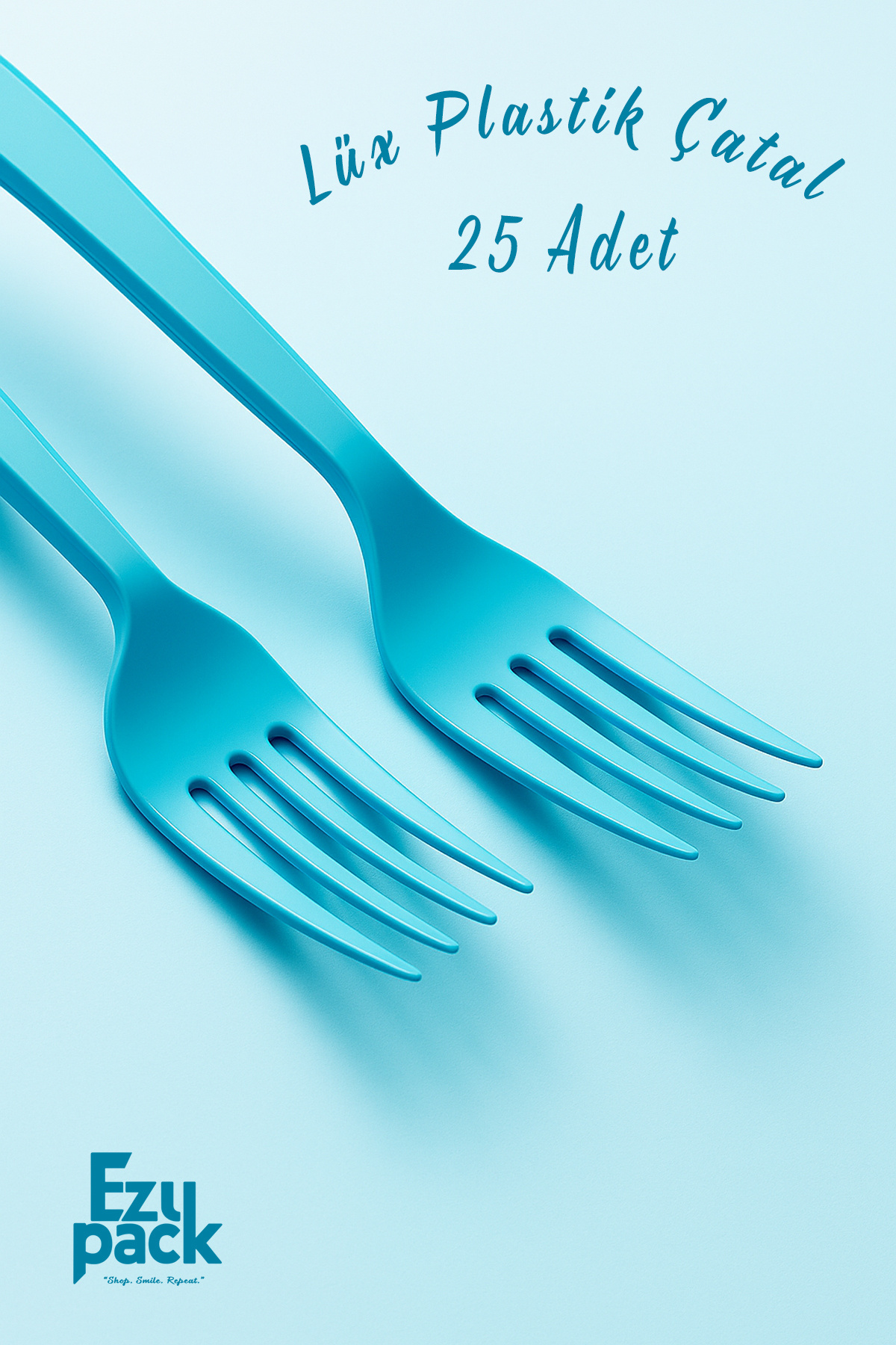 Ezupack 25'li LÜX SERT PLASTİK Mavi Çatal Parti Doğum Günü Sunum Davet Nişan Söz Kullan At Organizasyon