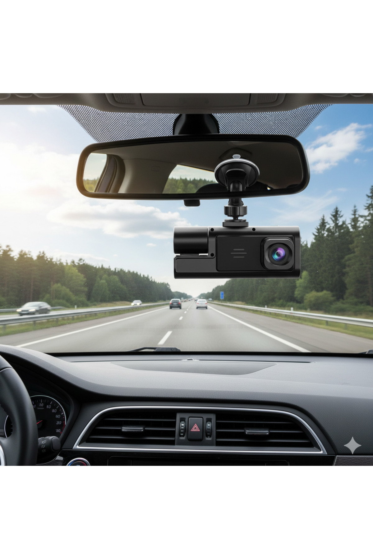 Zilvana Üç Kameralı Wifi Araç İçi Kayıt Cihazı 1080p Ön İç Arka Gece Görüşlü Dashcam Tüm Araçlara Uyumlu
