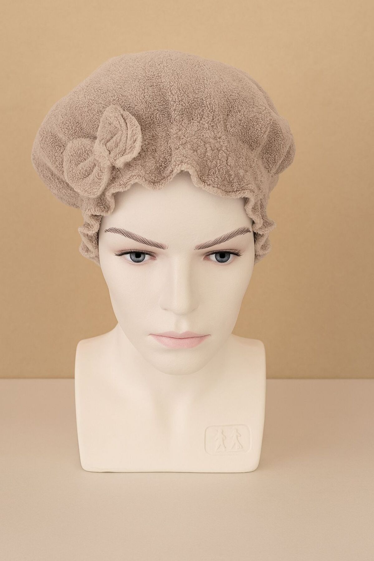 özssa Saç Kurulama Banyo Duş Bonesi - %100 Pamuk , Fiyonklu Kahverengi