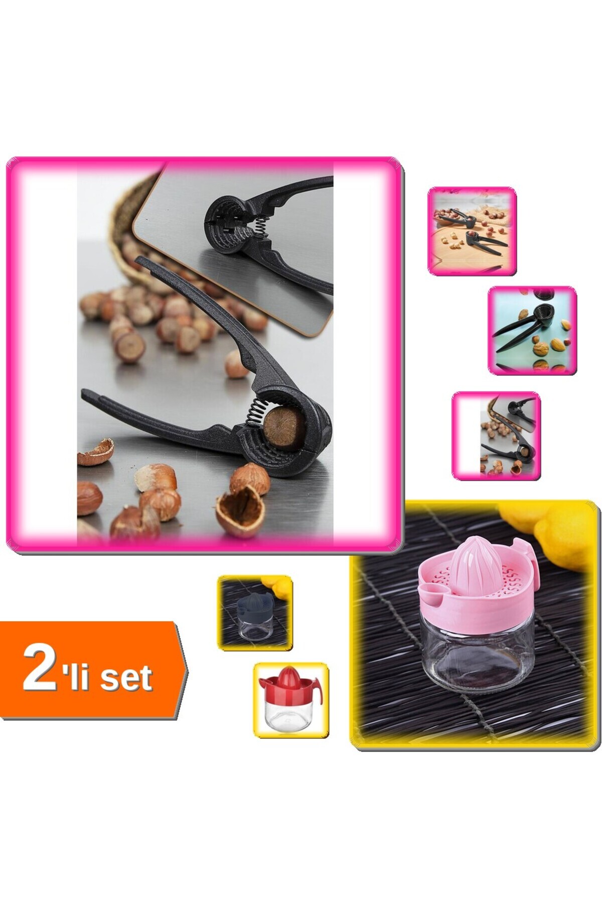 HerEveOyuncak Fındık Kıracağı Döküm + Limon Sıkacağı Cam Kavanozlu 300ml - 2li Set K7U7H4