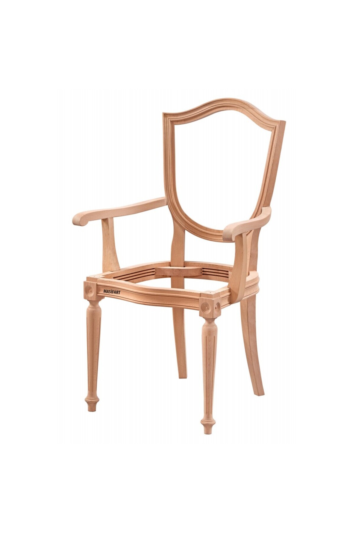Masifart Rogeli Kupa Tornalı Kollu Sandalye Cilasız Ham