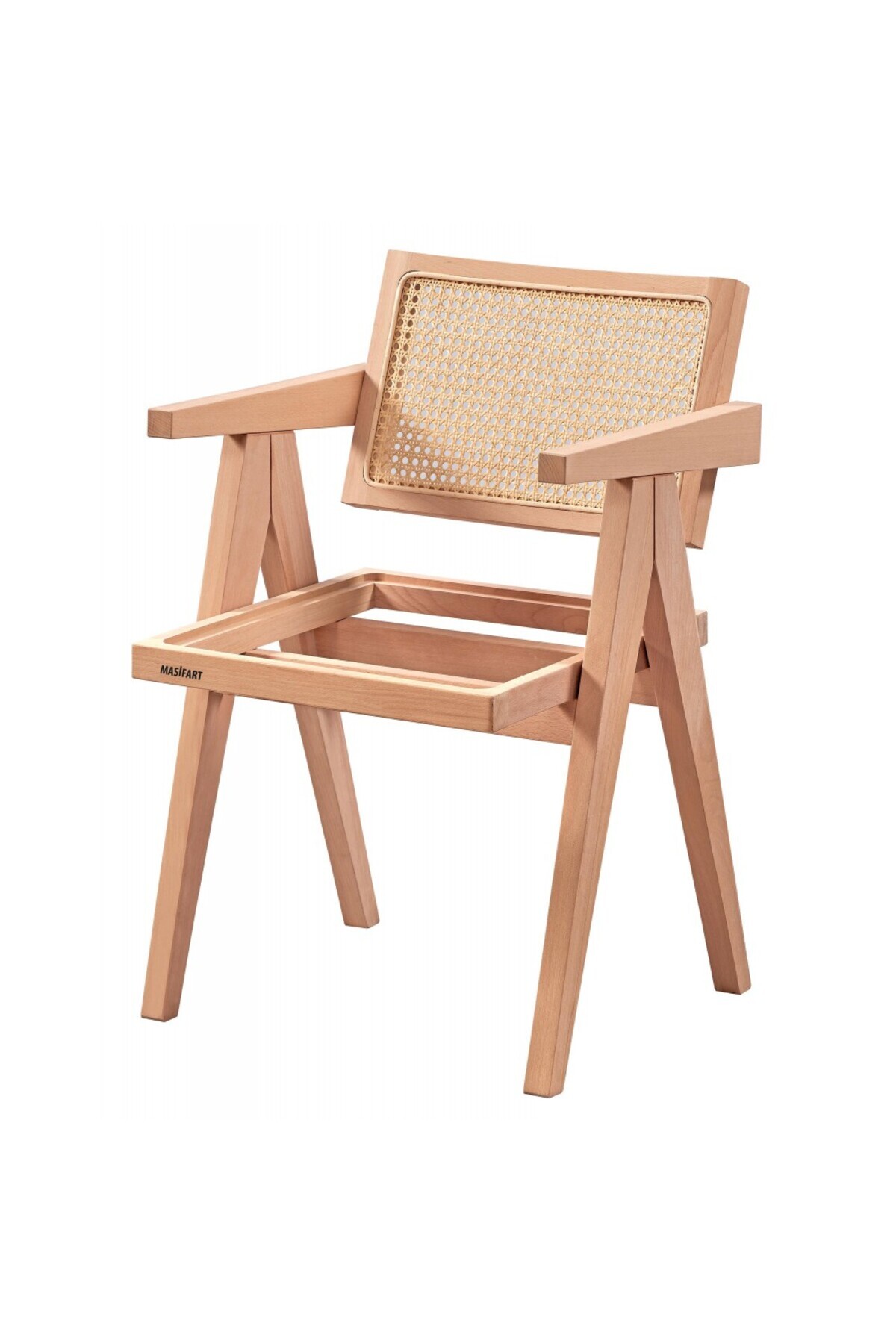 Masifart Cunobel Hasırlı Luna Sandalye Cilasız Ham