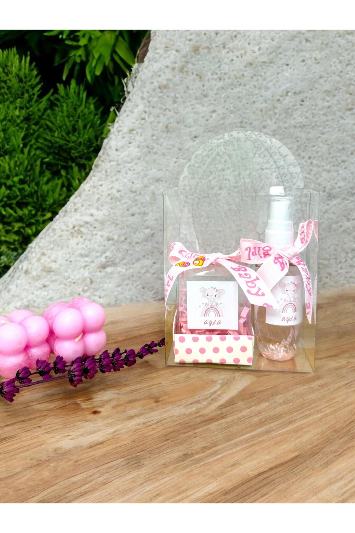 cacagift design İsme Özel Hediyelik Çantalı Kolonya ve Mum Seti 15 Adet (Bebek Doğum ve Doğum Günü) fotoğrafı 3 (önizleme)