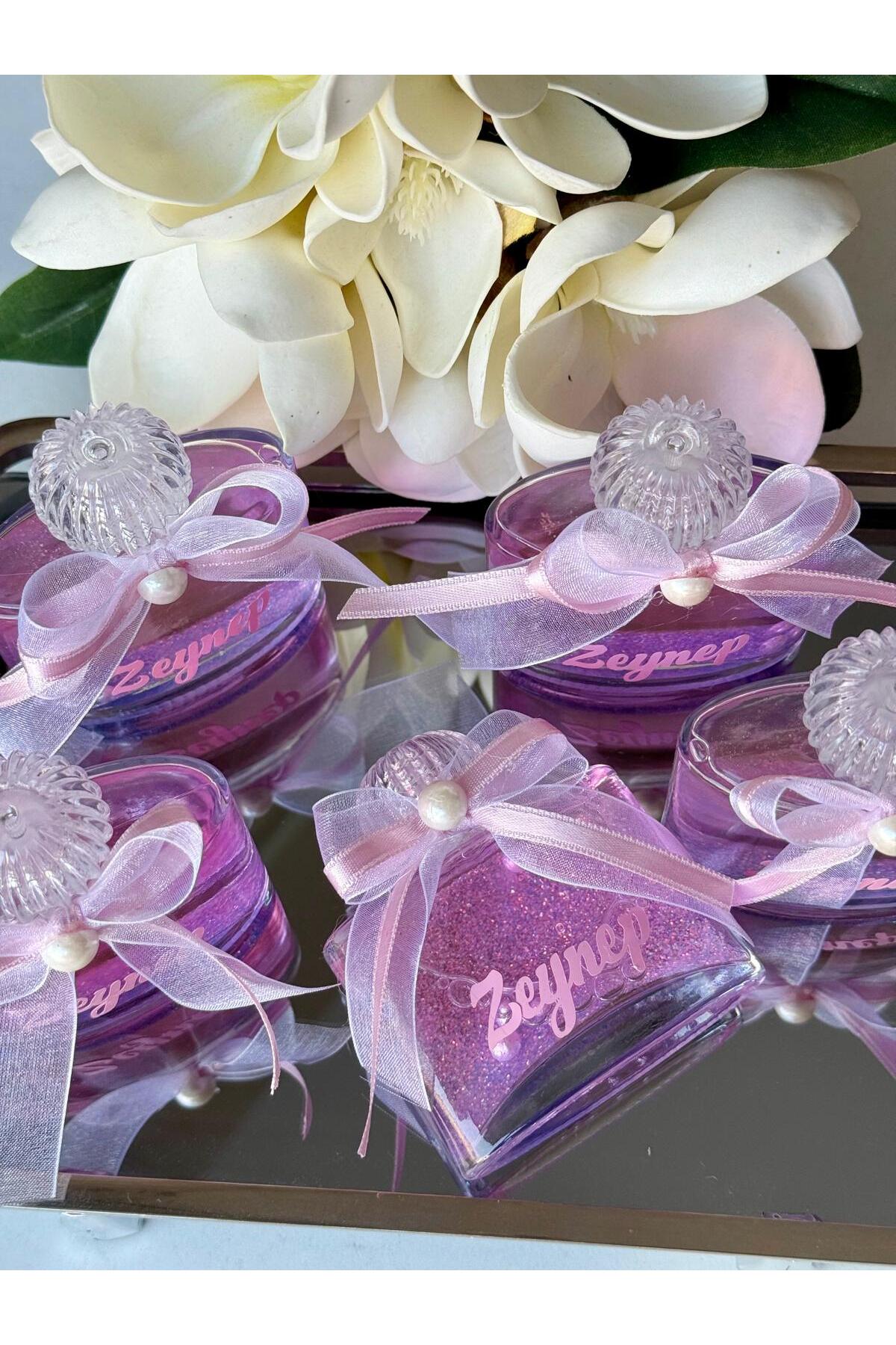 cacagift design Renkli Mevlid-Doğum Bebek kolonyası Cam İsimli 10lu Hediyelik Kolonya fotoğrafı 3 (önizleme)