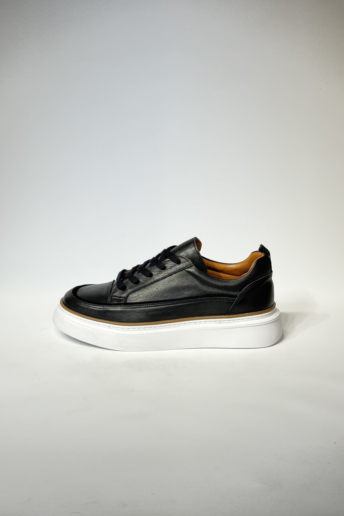 velravin  Marlon Erkek Hakiki Natural Deri Bağcıklı Siyah Casual Ayakkabı - Görsel 6