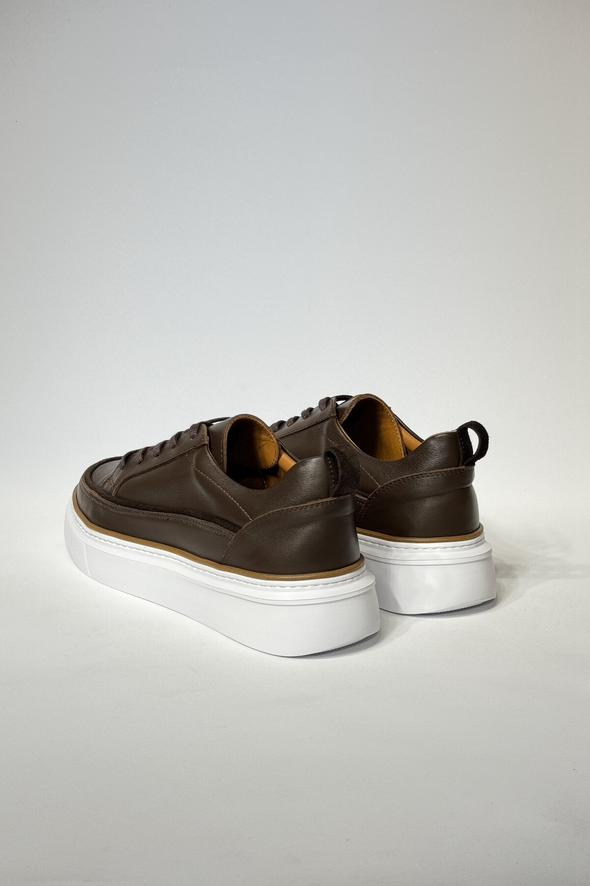 velravin  Marlon Erkek Hakiki Natural Deri Bağcıklı Kahverengi Casual Ayakkabı - Görsel 5