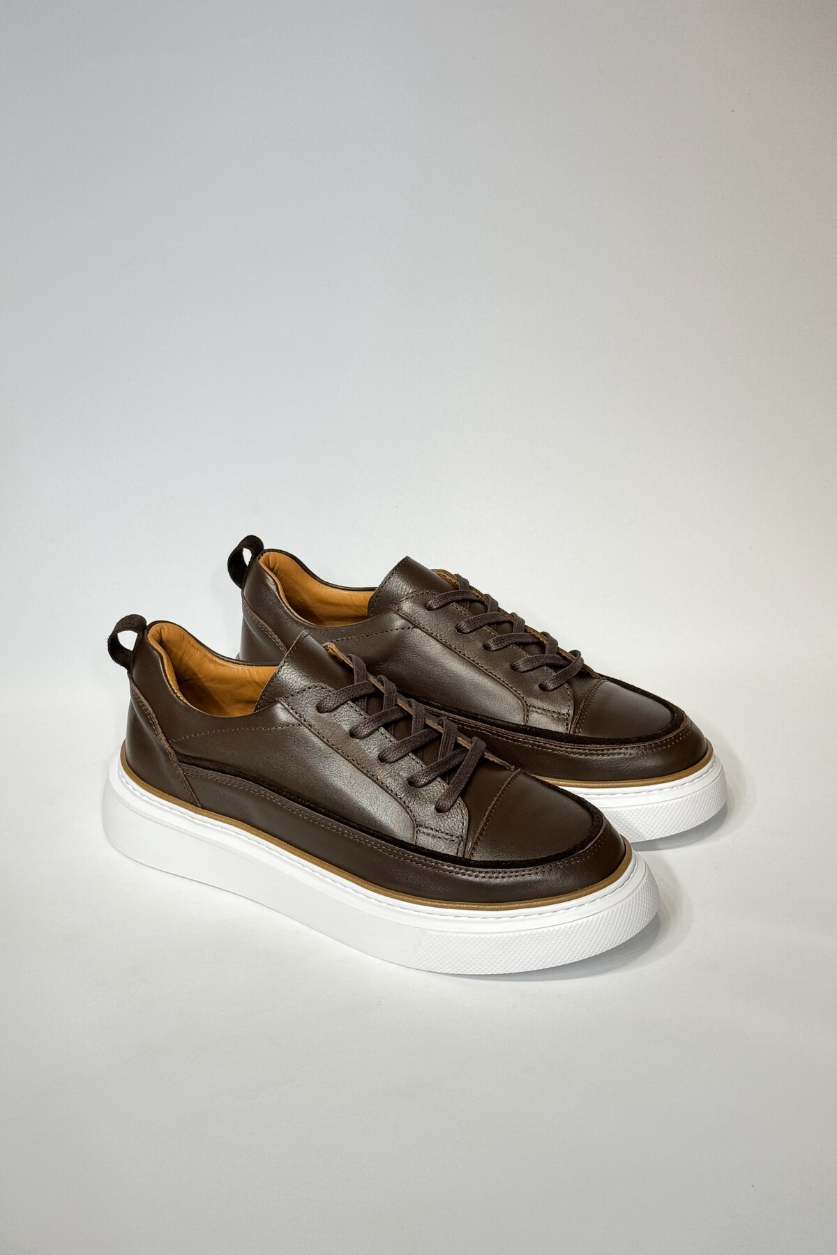 velravin  Marlon Erkek Hakiki Natural Deri Bağcıklı Kahverengi Casual Ayakkabı - Görsel 6