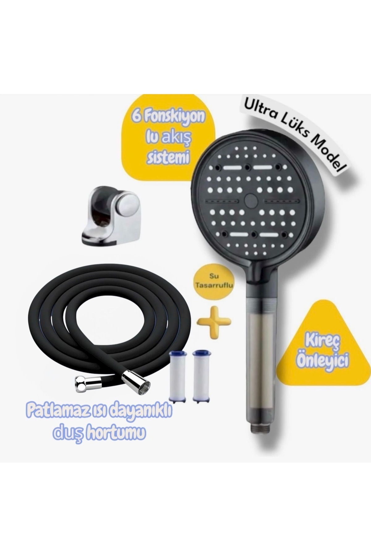 TRUVA Su tasarruflu duş seti (patlamaz hortum ultra lüks)