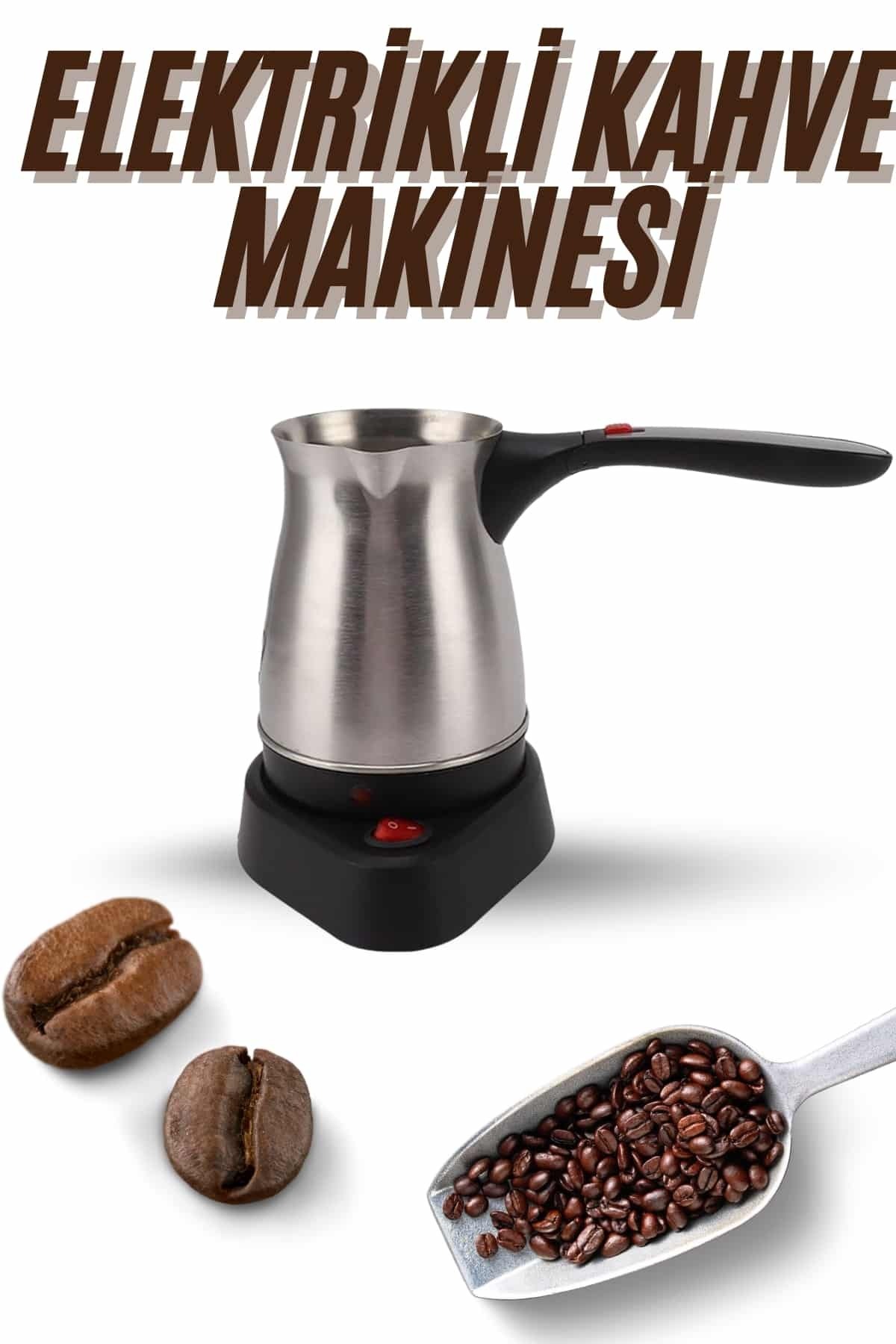 UCUZTEKNO Elektrikli Cezve 800 Watt Paslanmaz Çelik Türk Kahve Makinesi Saplı